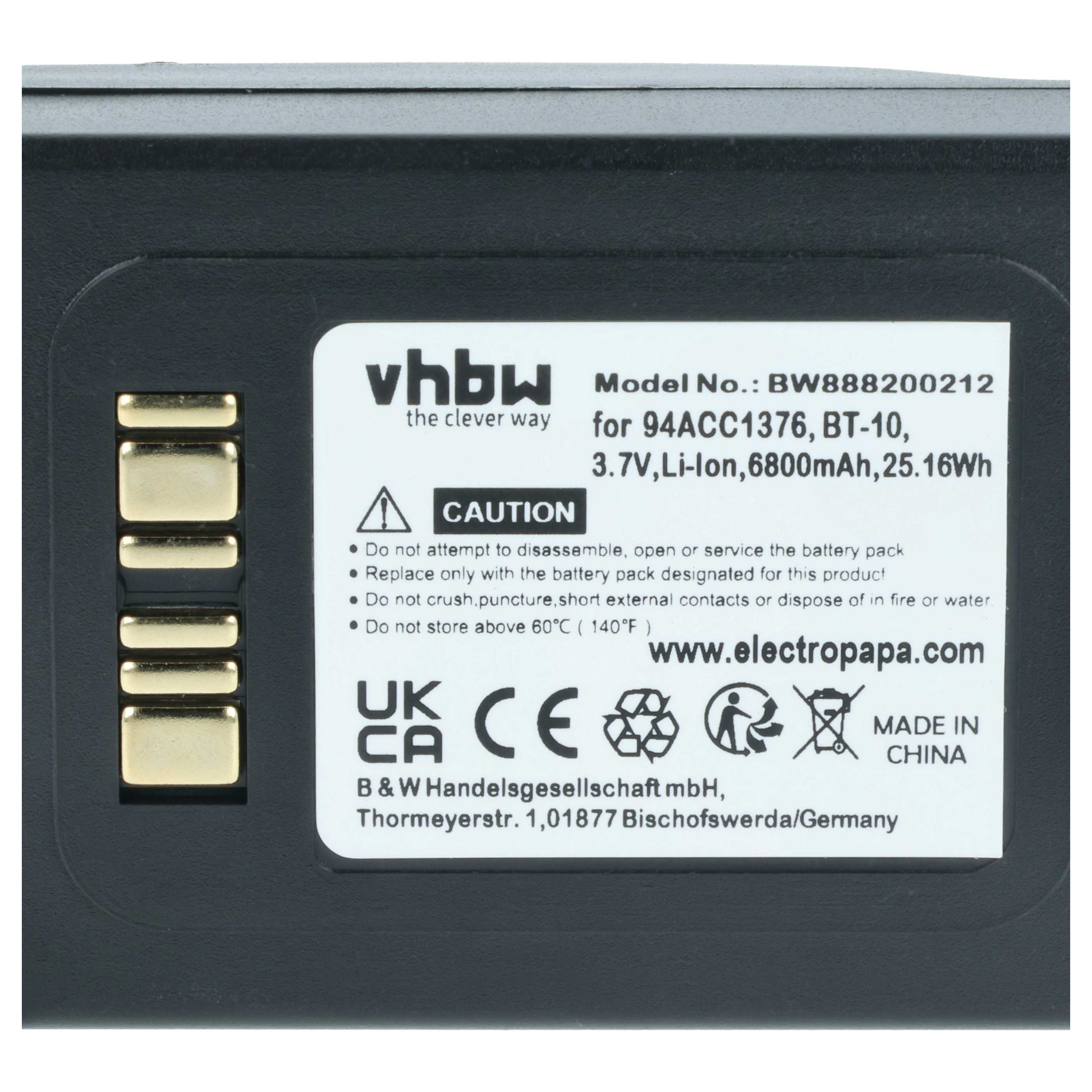 2x Batteries remplace Datalogic 94ACC0112, 94ACC1376 pour scanner de code-barre Datalogic - 6800mAh 3,7V