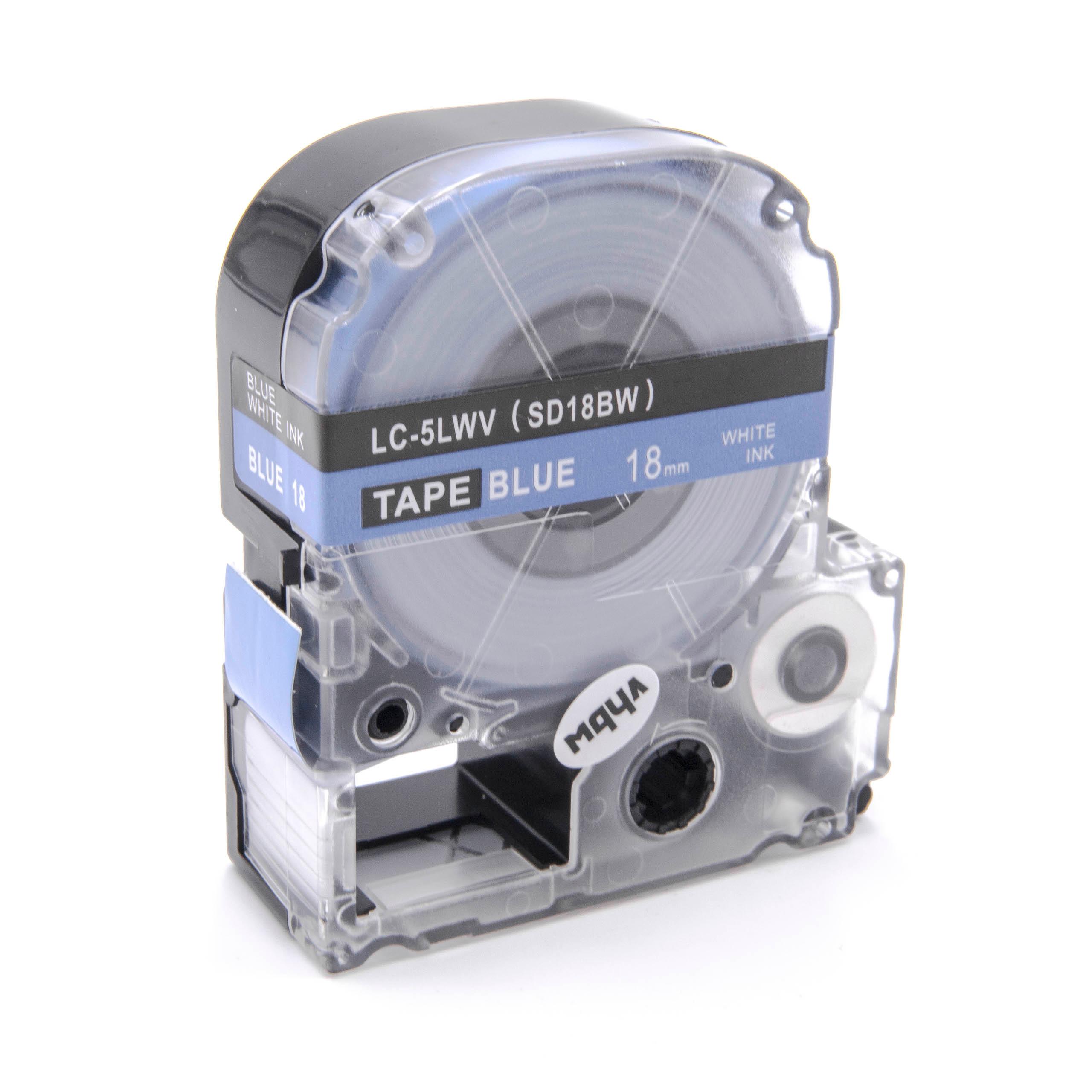 Casete cinta escritura reemplaza Epson LC-5LWV Blanco su Azul