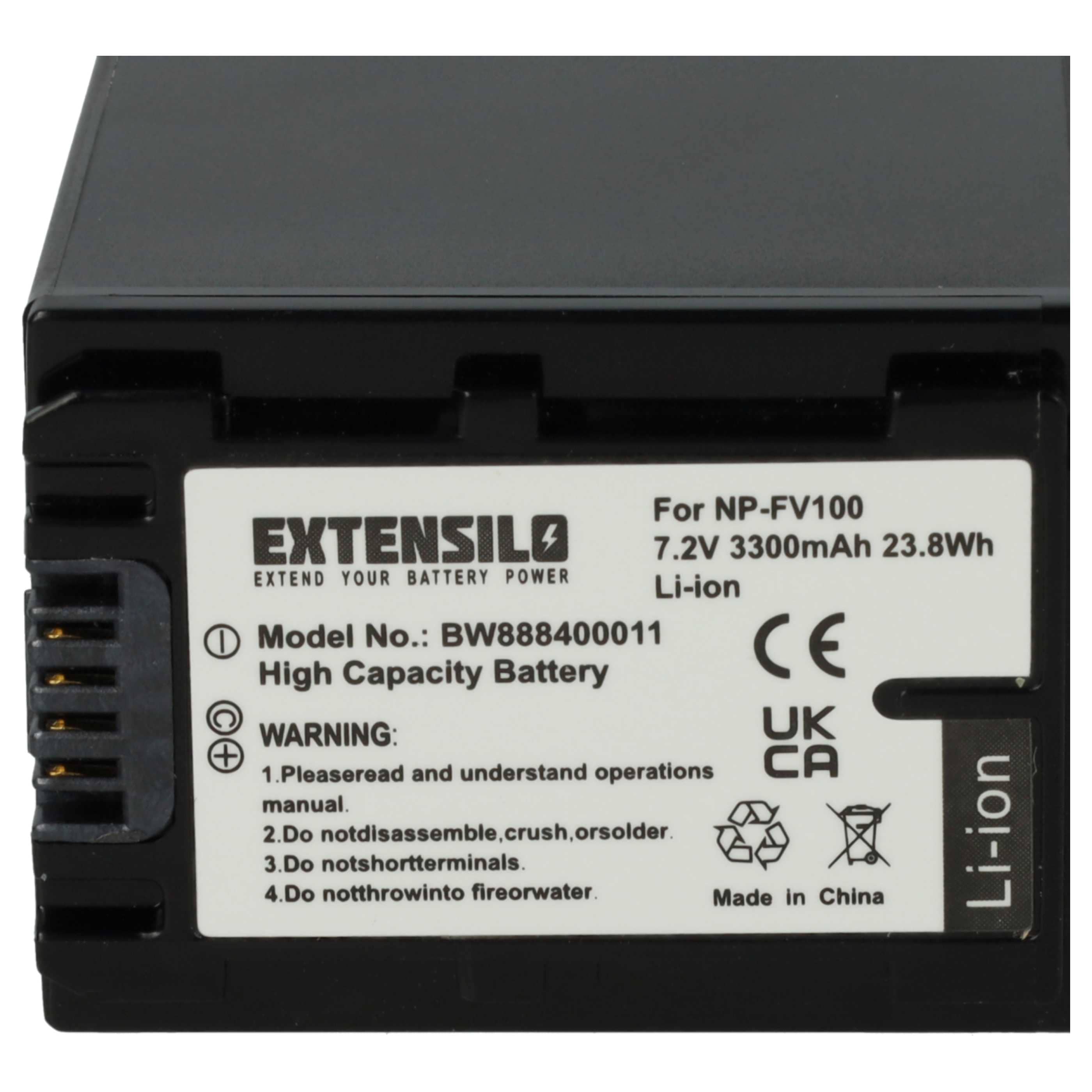 2x Battery replaces Sony NP-FH50, NP-FV40, NP-FH100, NP-FH71, NP-FV100, NP-FV30 - 3300mAh, 7.4V, Li-Ion