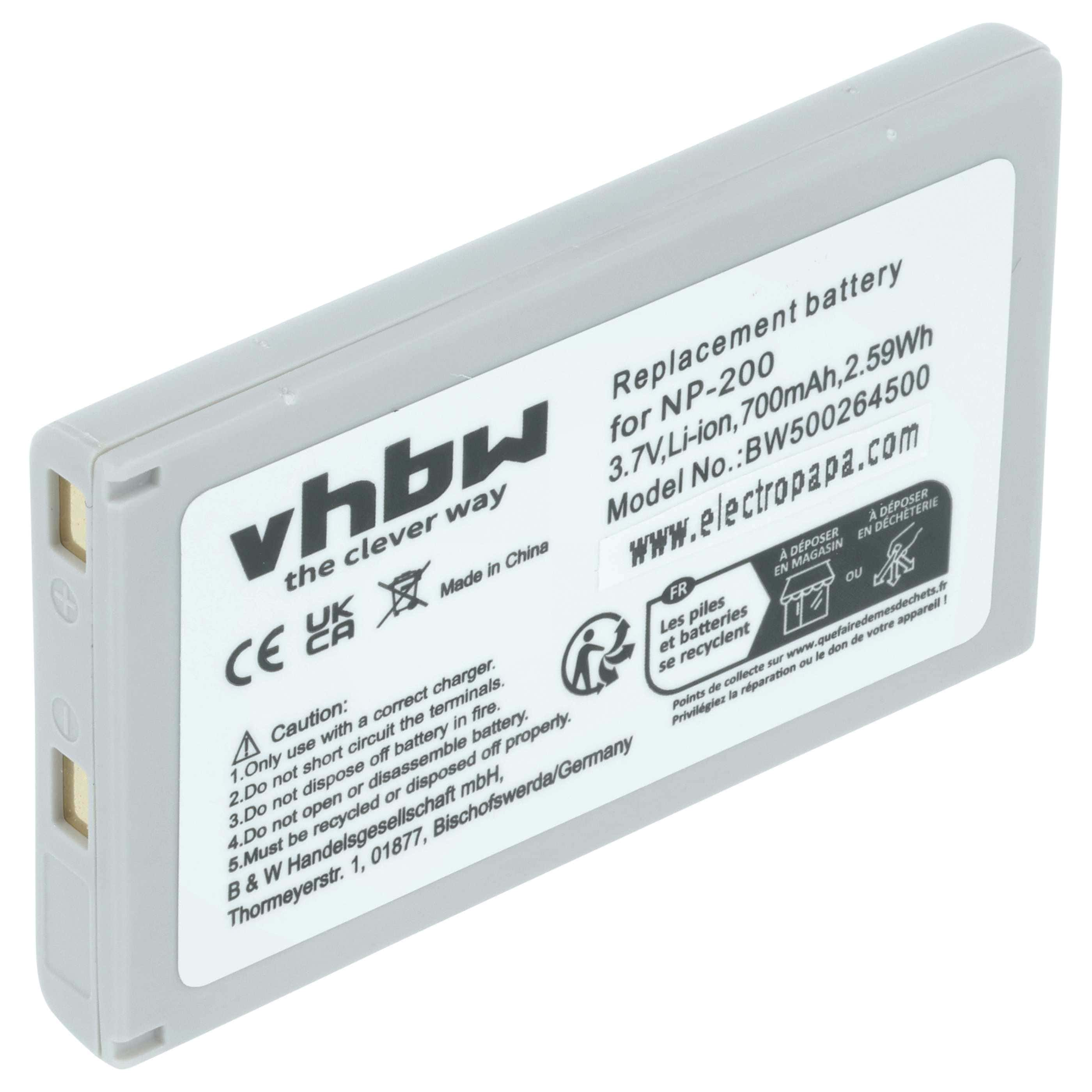 Videocamera Battery replaces Minolta NP-200 - 700 mAh 3.7 V Li-Ion