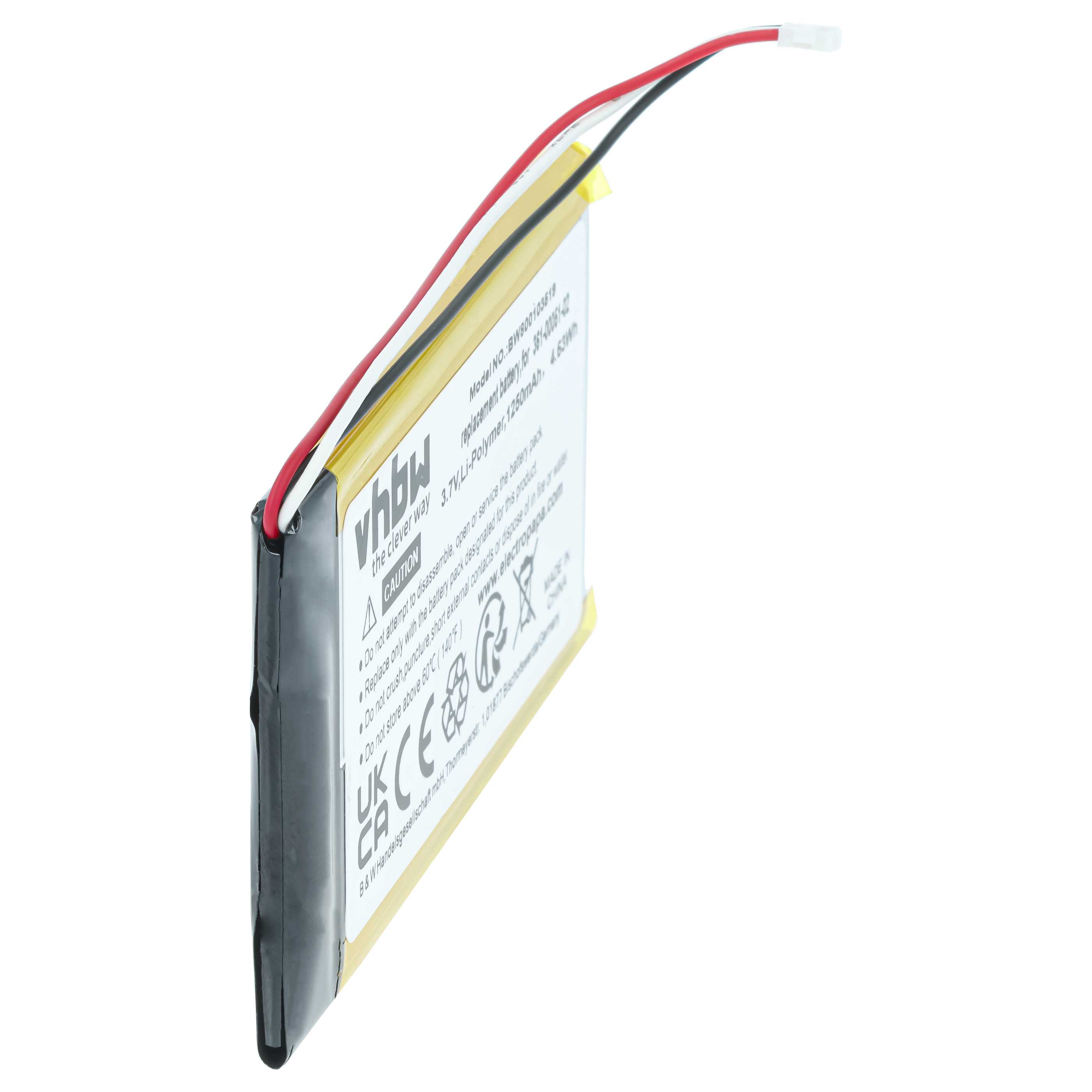 Batteria sostituisce Garmin 361-00051-02, 361-00051-01, 361-00051-00 per navigatore - 1250mAh 3,7V Li-Poly