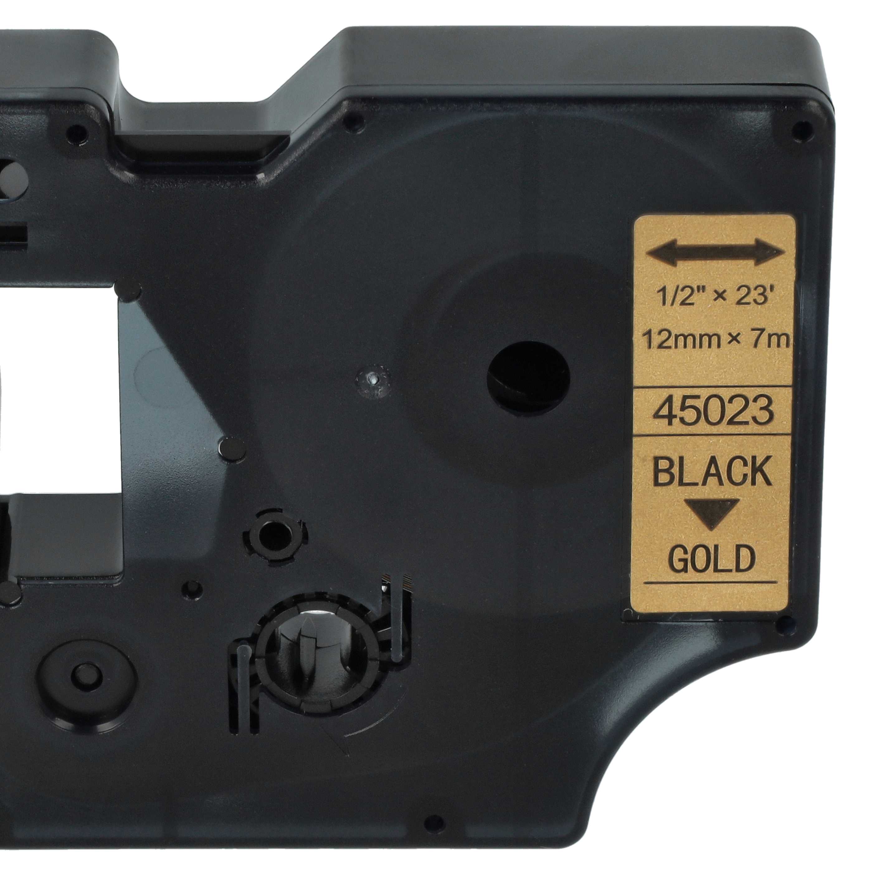 Label Tape replaces Dymo 45023, D1 - 12 mm Black to Gold