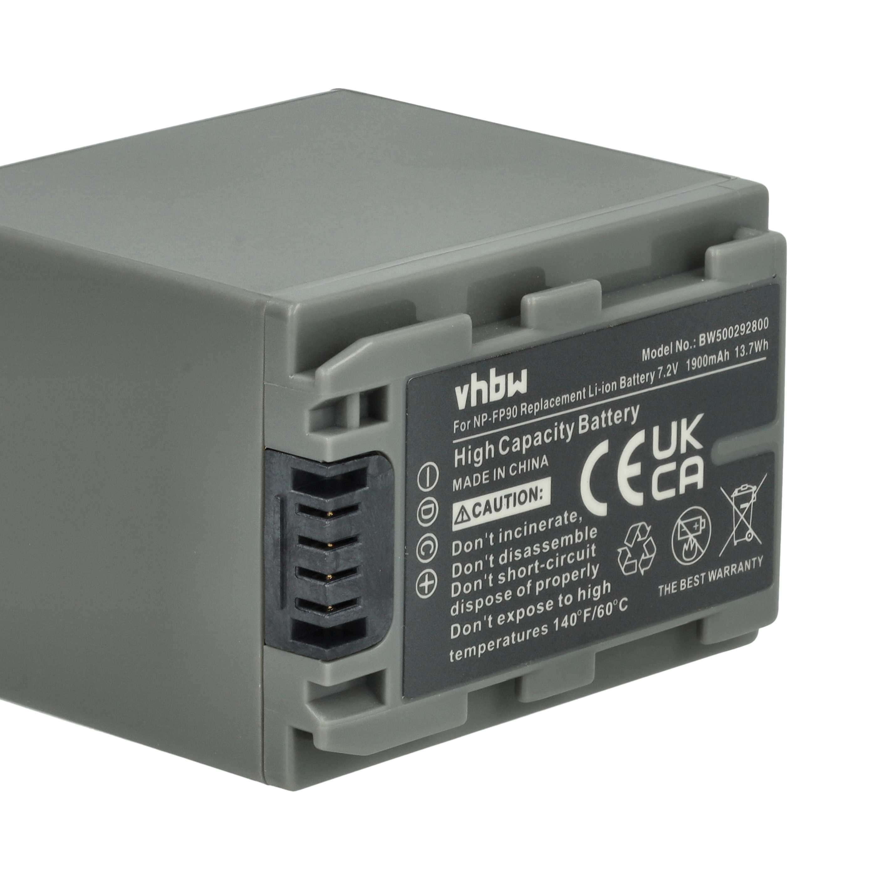 Videocamera 2x Battery replaces Sony NP-FP60, NP-FP51, NP-FP50, NP-FP30, NP-FP70 - 1900 mAh 7.2 V Li-Ion