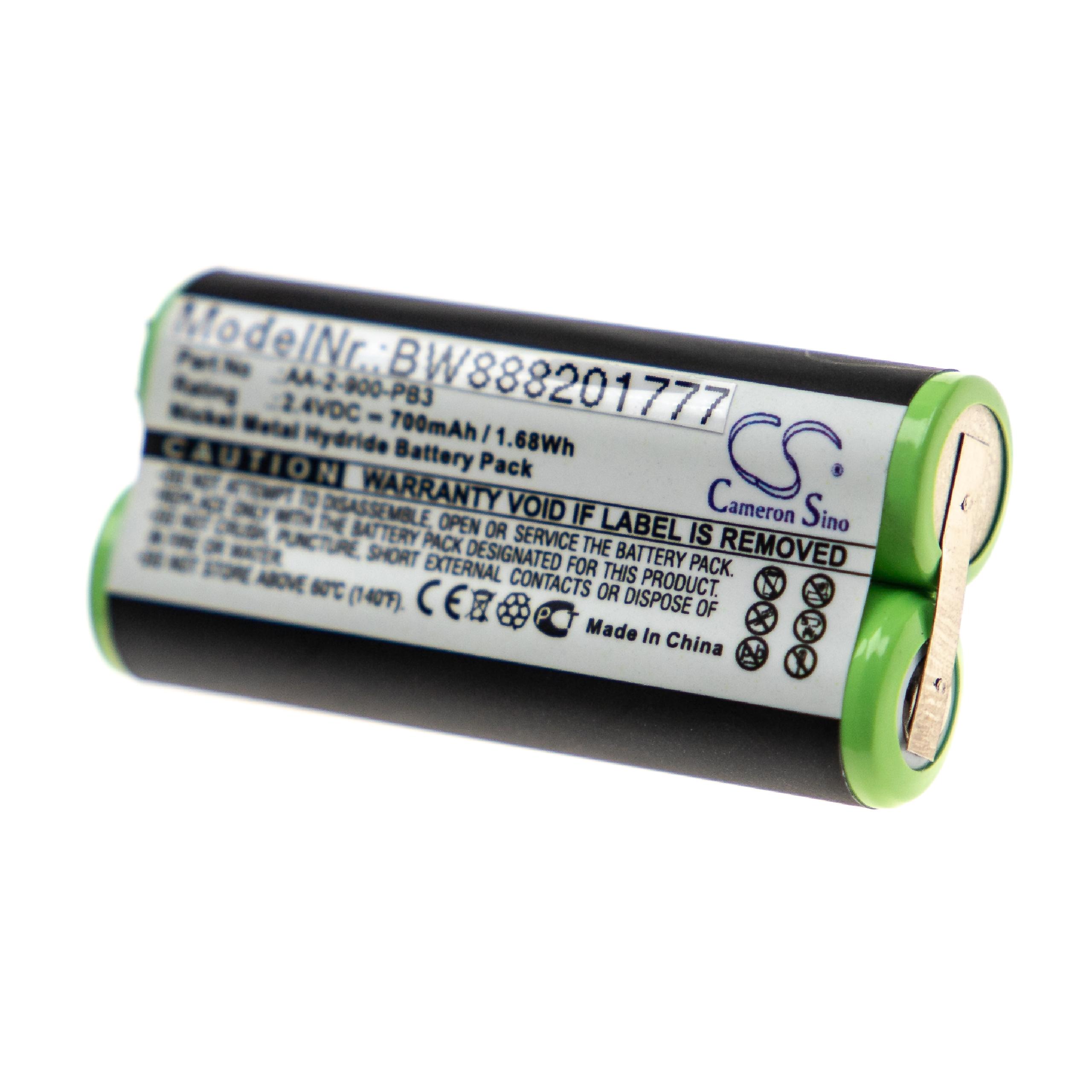 Batterie remplace Clarisonic AA-2-900-PB3 pour brosse nettoyante de visage - 700mAh 2,4V NiMH