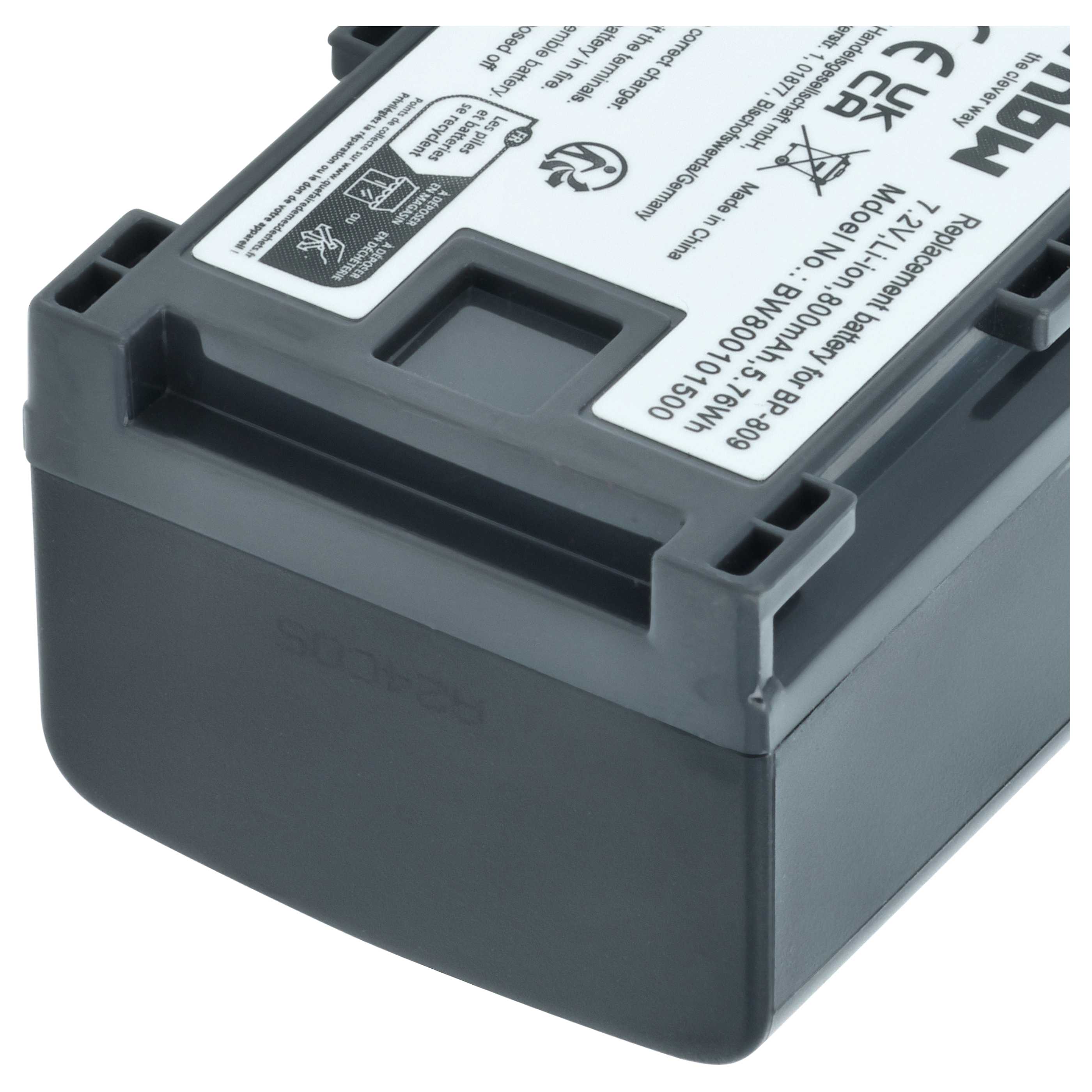 2x Akku für Canon wie BP-809 mit Infochip, 7.2V, 800mAh