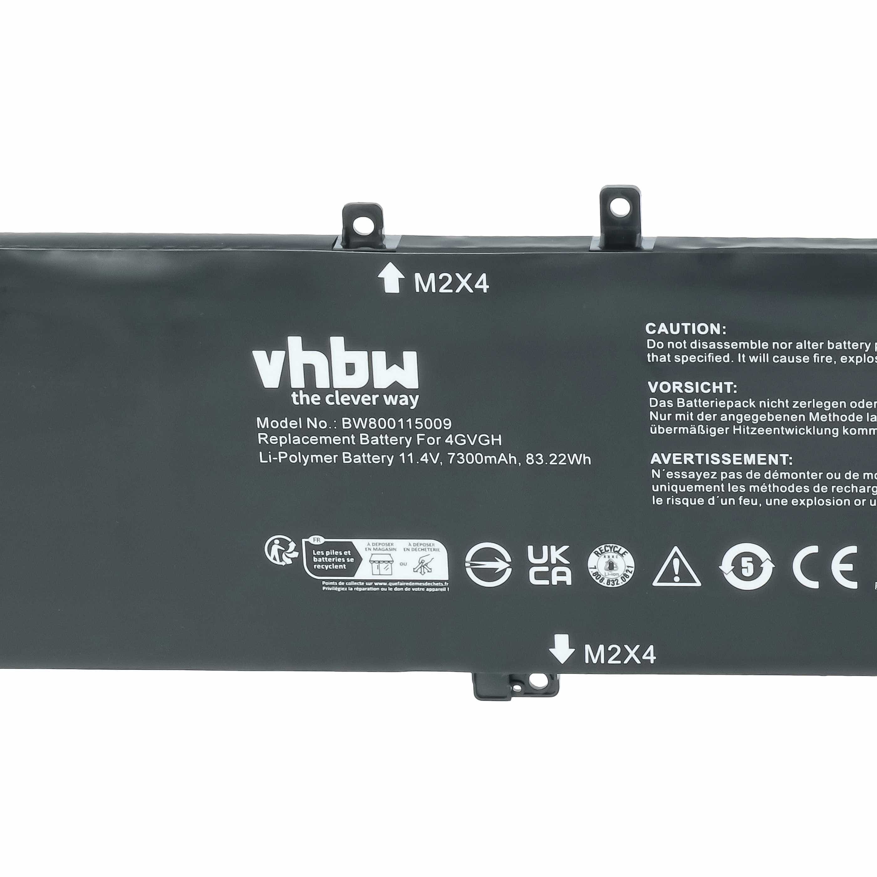 Akumulator do laptopa zamiennik Dell 01P6KD, 62MJV, 1P6KD, 4GVGH, 062MJV - 7300 mAh 11,4 V Li-Ion, czarny