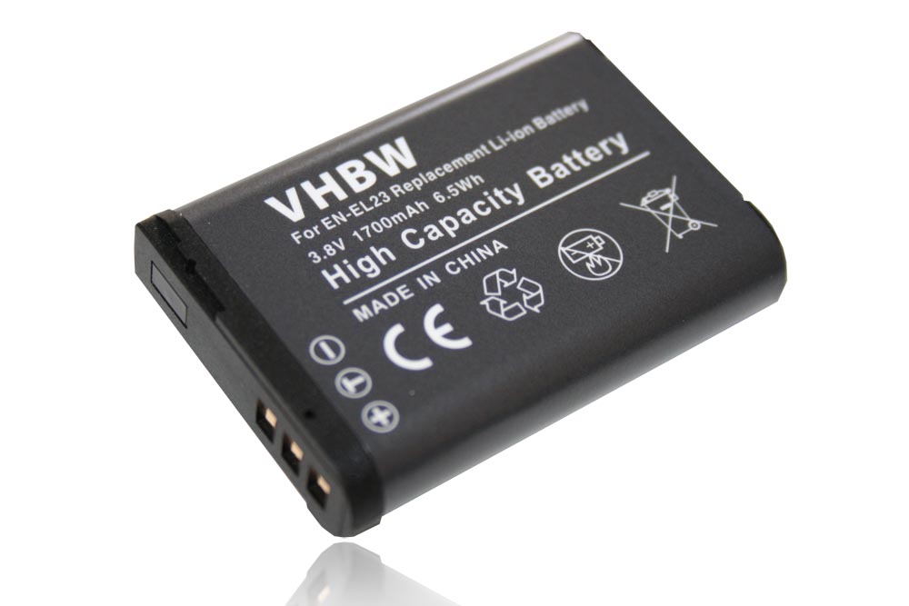 Battery Replacement for Nikon EN-EL23 - 1700mAh, 3.8V, Li-Ion