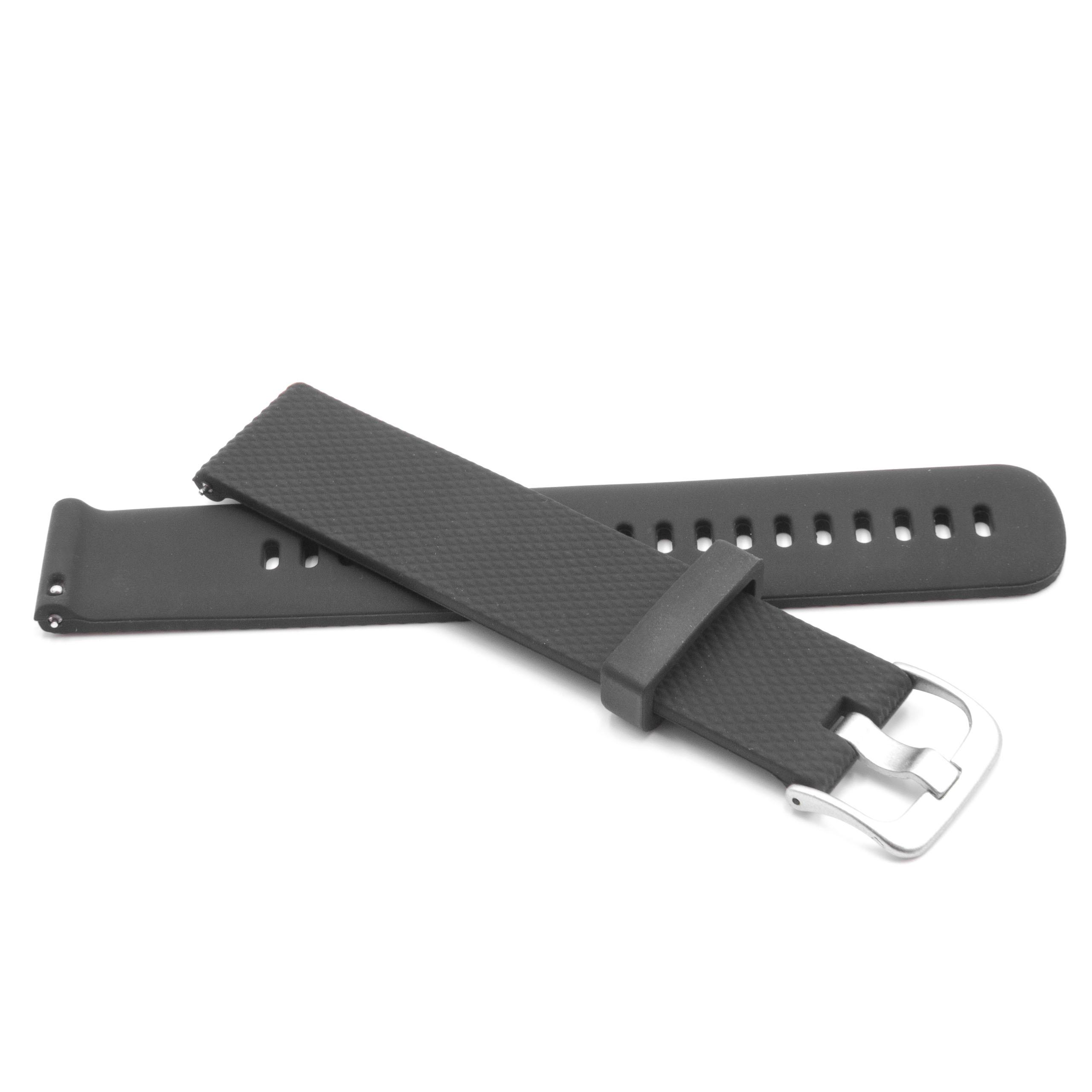 Bracelet pour montre intelligente Garmin - 12,5 + 10,5 cm de long, 20mm de large, silicone, noir