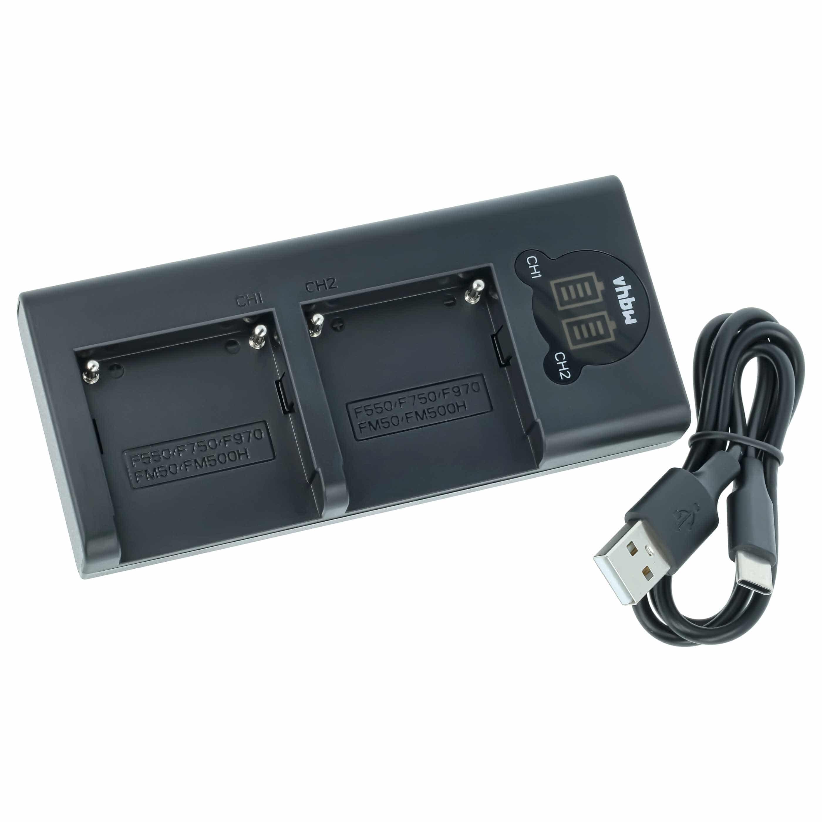 Battery Charger replaces Sony BC-VM10 for Digital Camera etc. - 1x 0.7 / 2x 0.5 A