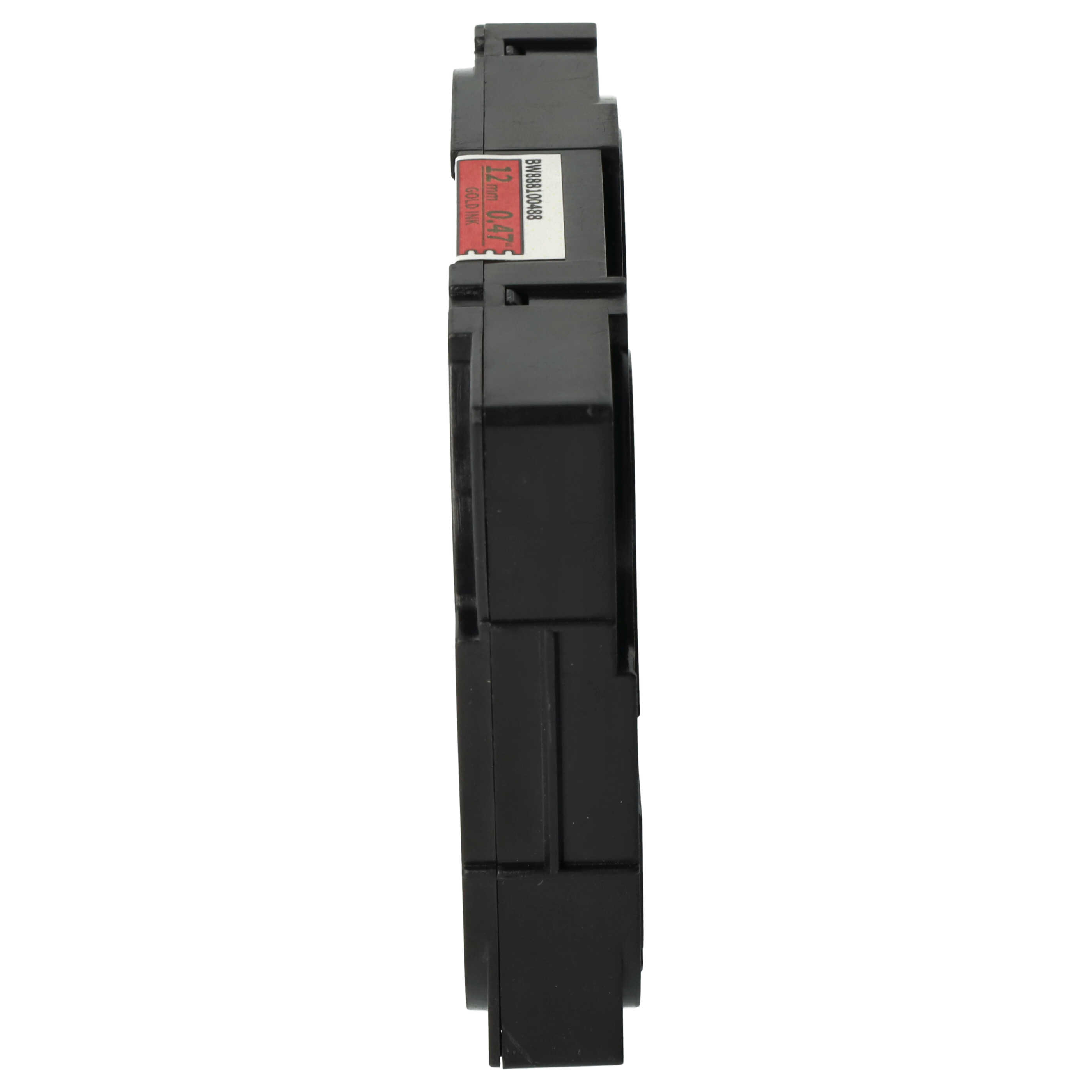 Cassette à ruban en textile remplace Brother TZERW34, TZE-RW34 - 12mm lettrage Or ruban Rouge