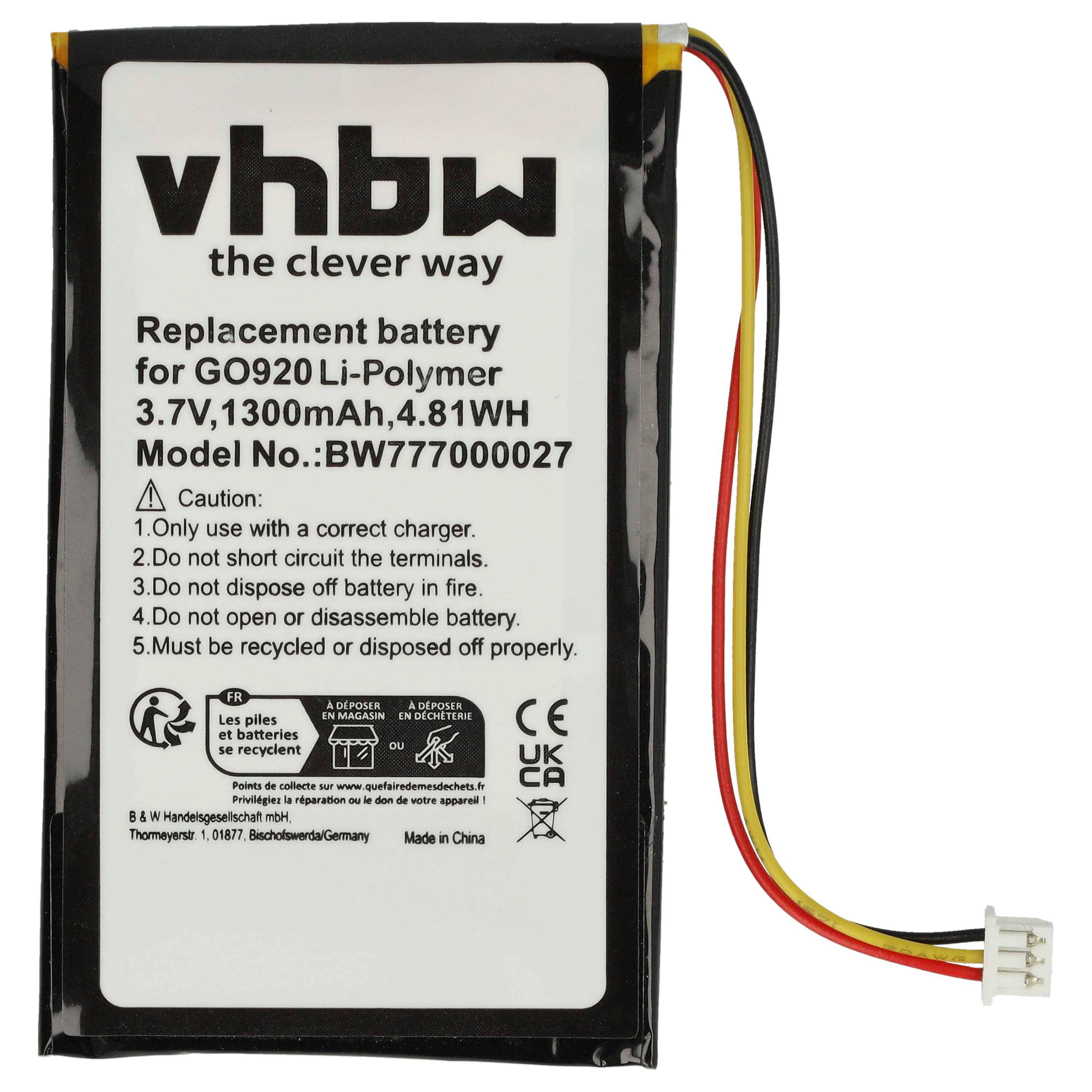 Akumulator do nawigacji GPS TomTom - 1300 mAh 3,7 V LiPo