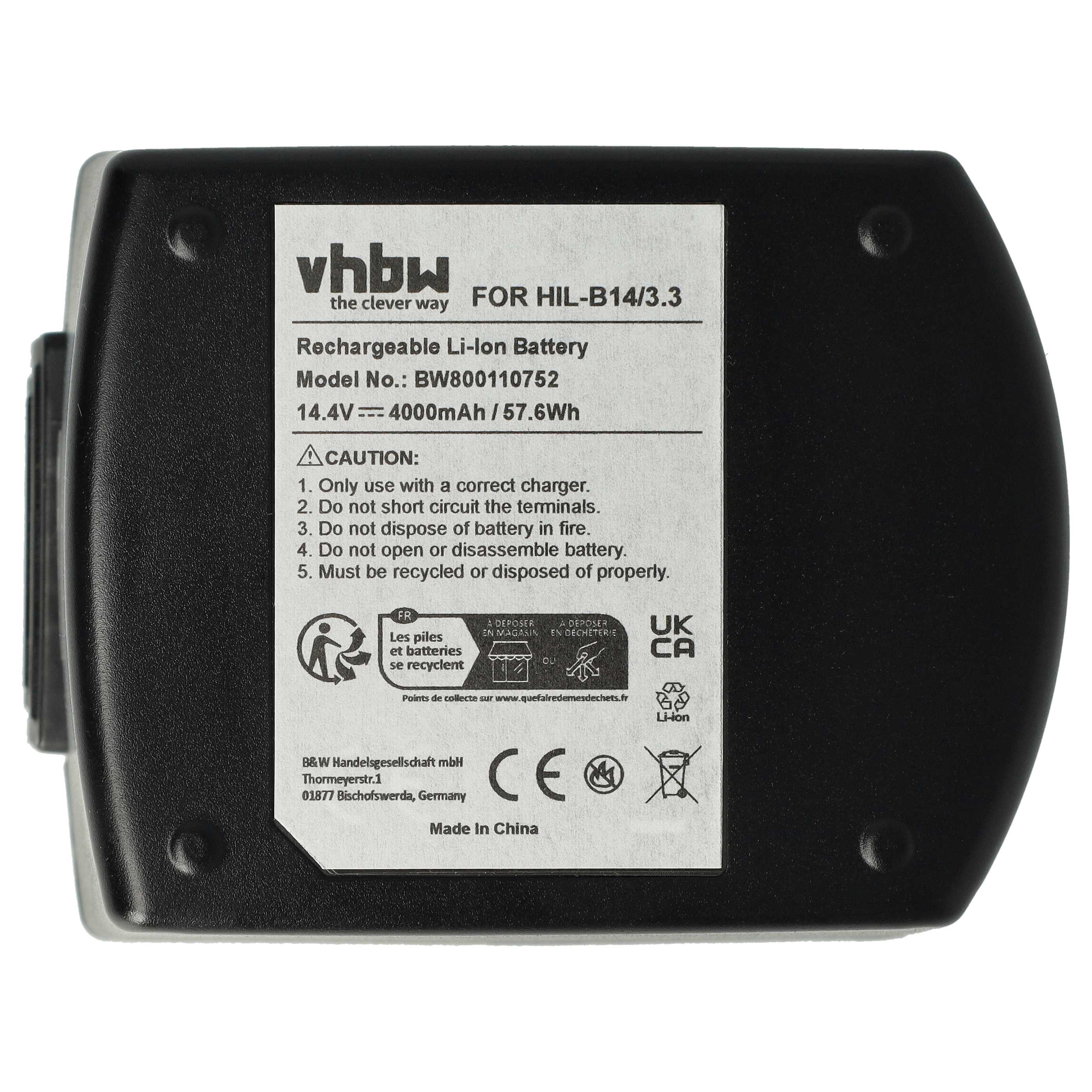 Batteria sostituisce Hilti 429788, B14/3.3, 418263 per attrezzo - 4Ah 14,4V Li-Ion