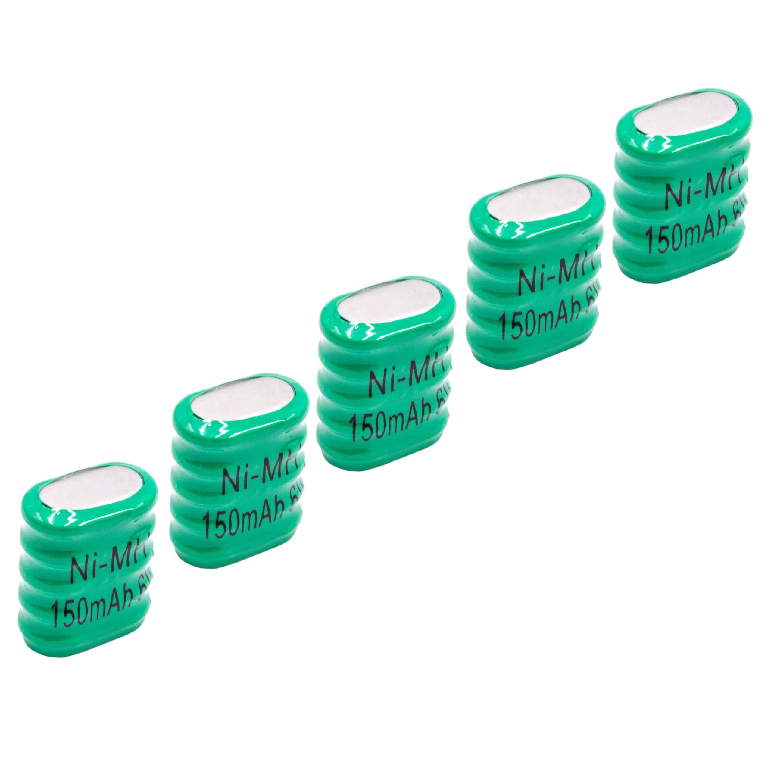 5x Button Cell Battery Type 5/V150H for Model Building Solar Lamps etc. - 150 mAh 6 V NiMH