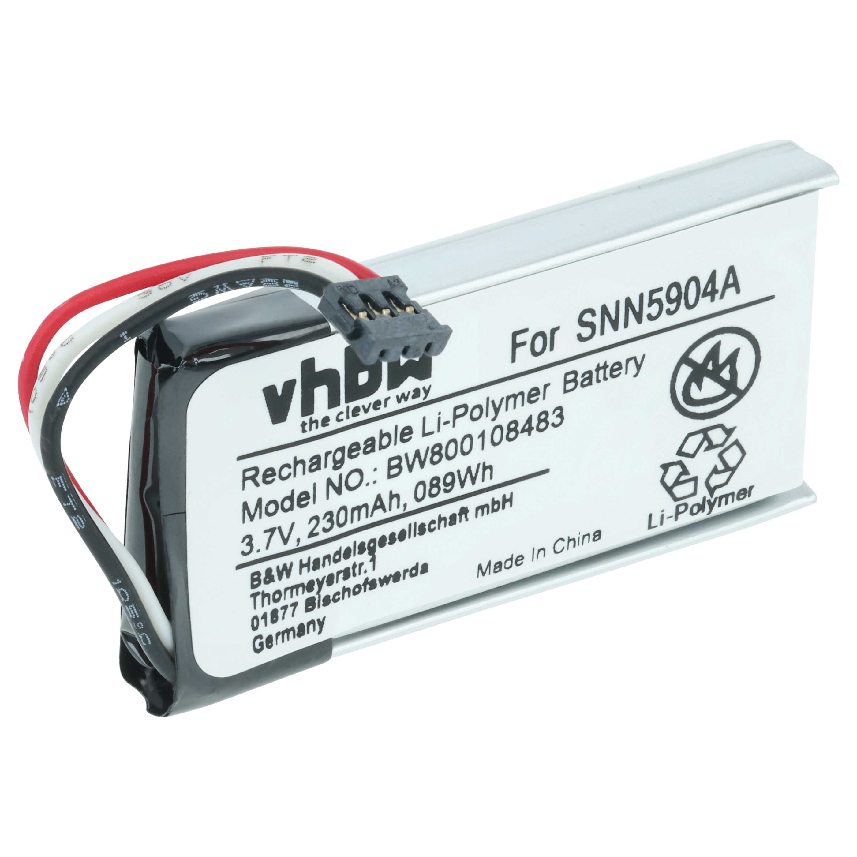 Batterie remplace Motorola 61638C, SNN5904A pour téléphone Motorola - 230mAh 3,7V Li-polymère