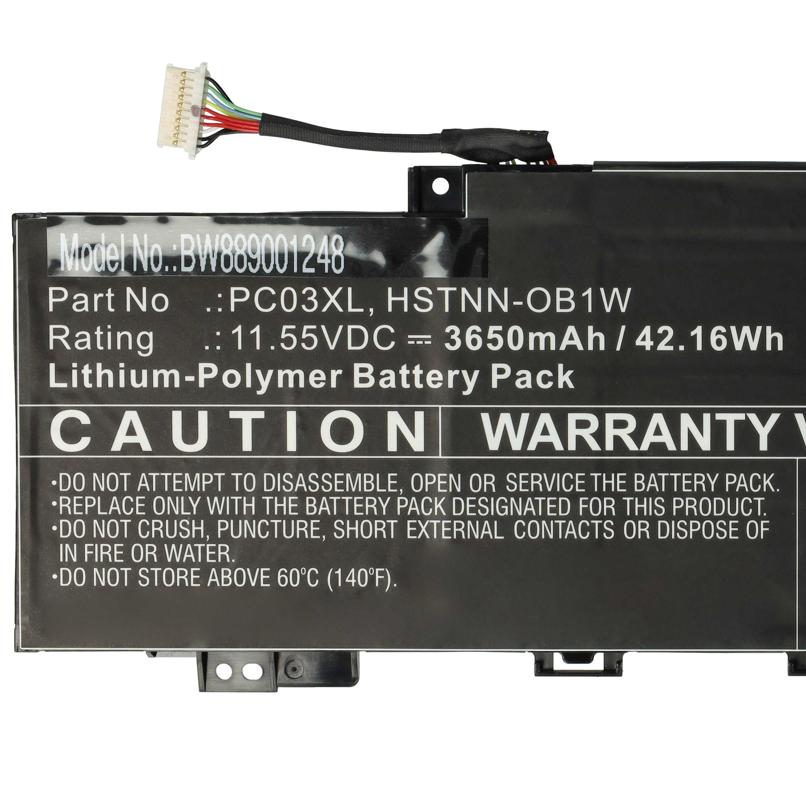 Batterie remplace HP HSTNN-0B1W, M24421-271, HSTNN-OB1W pour ordinateur portable - 3650mAh 11,55V Li-polymère