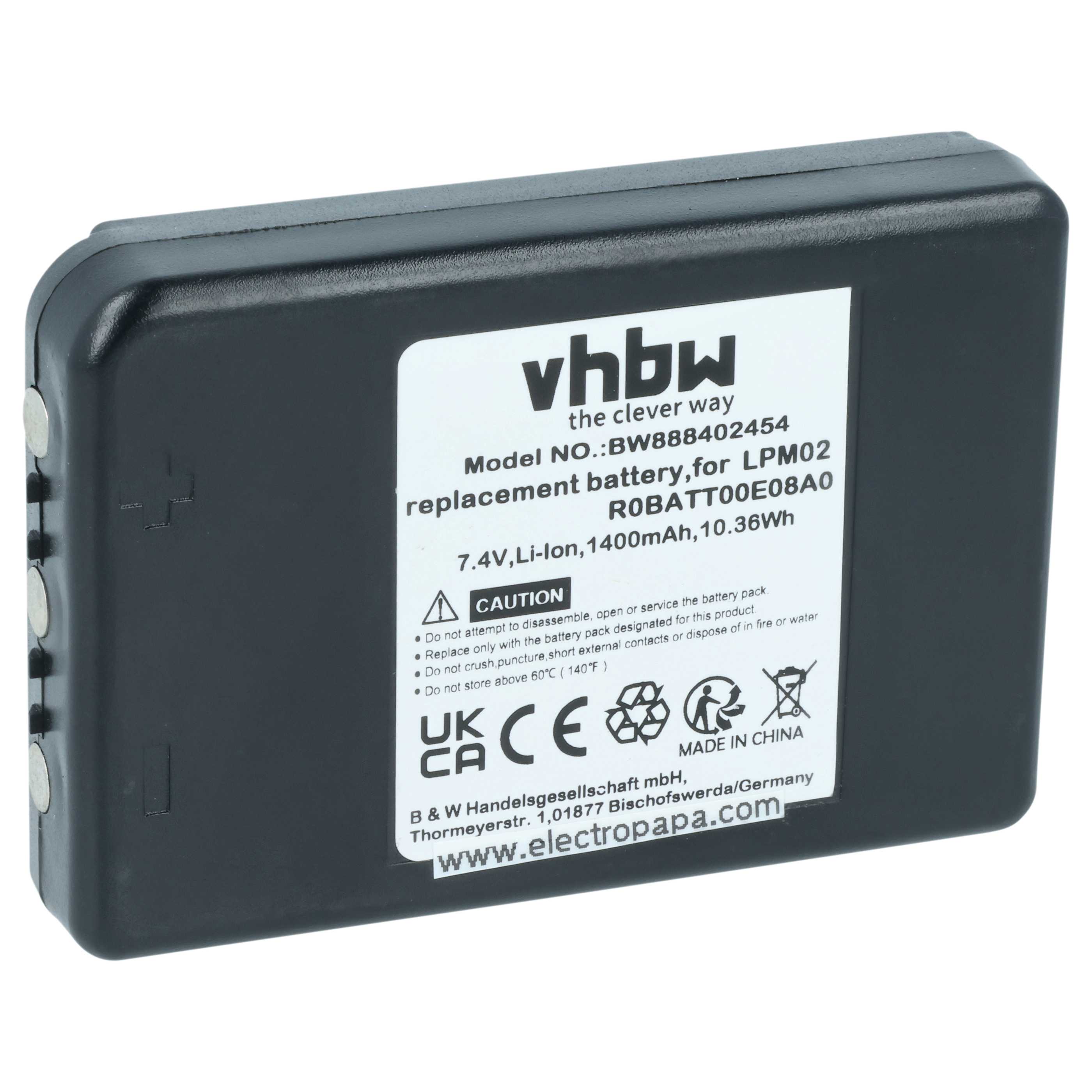 Batterie remplace Autec R0BATT00E08A0, LPM02 - 1400mAh 7,4V Li-ion