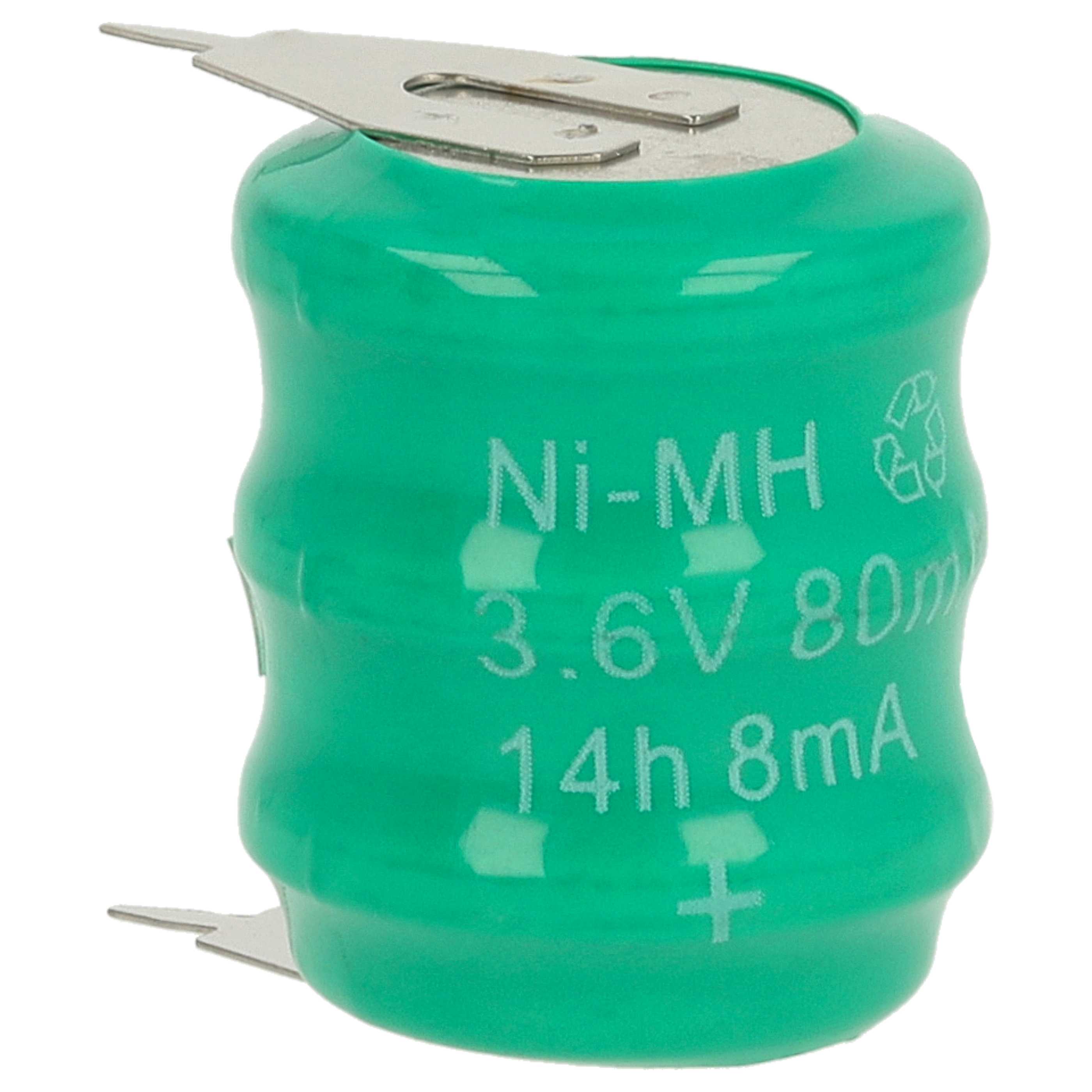 100x Button Cell Battery Type 3/V80H 2 Pins for Model Building Solar Lamps etc. - 80 mAh 3.6 V NiMH
