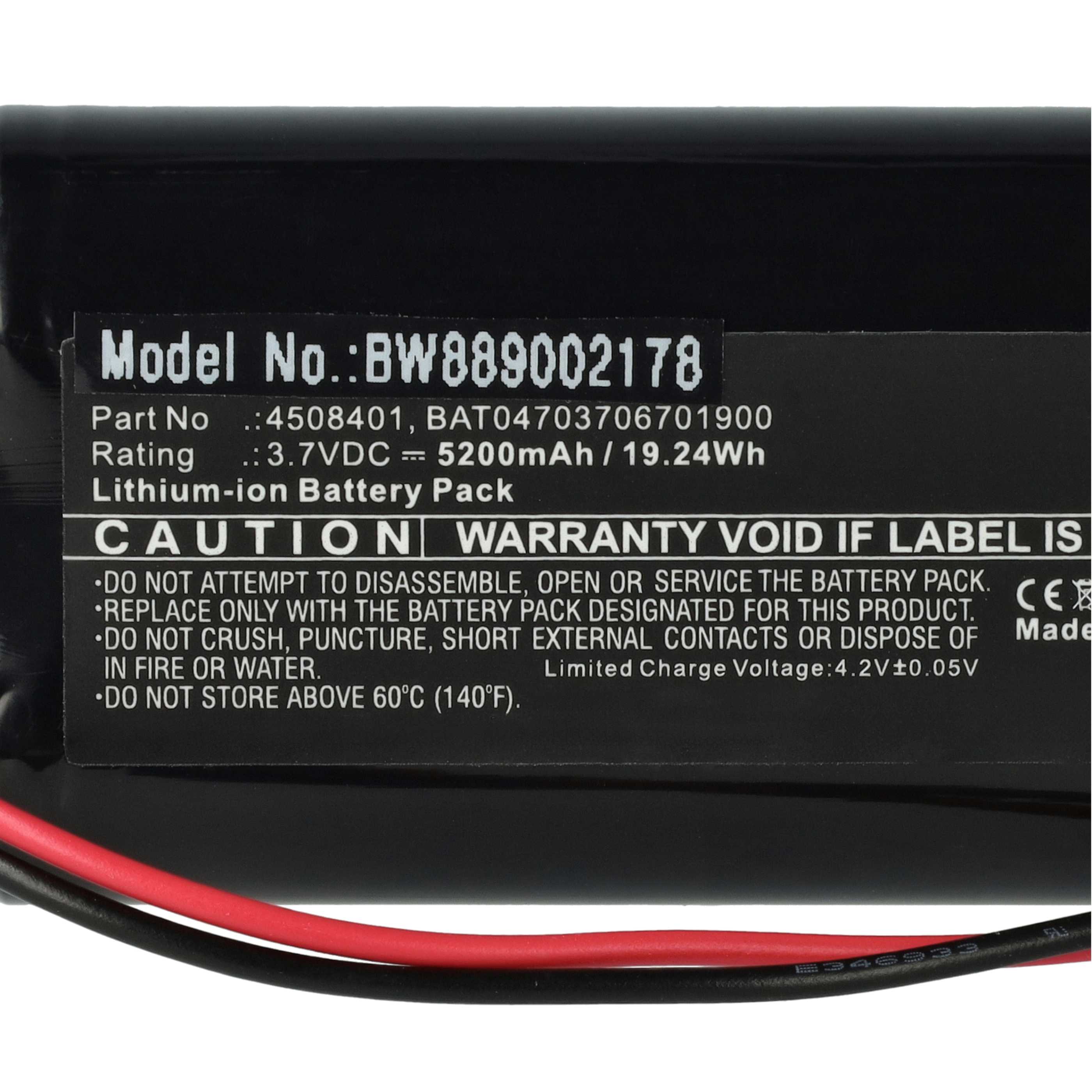 5x Batería reemplaza BAT04703706701900, 4508401 para (5200 mAh, 3,7 V, Li-Ion)