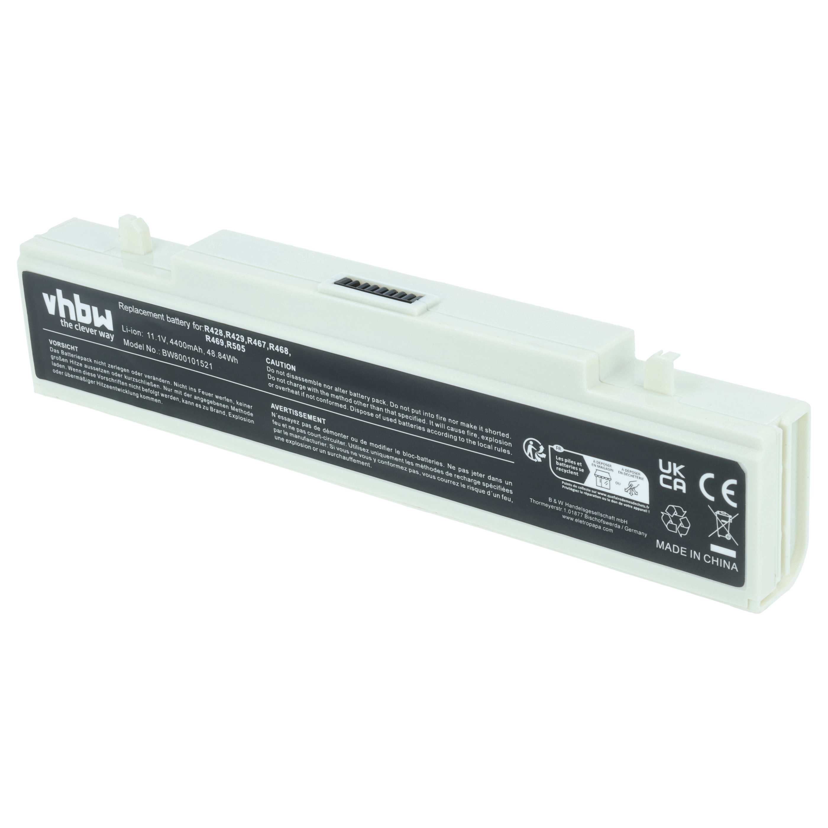 Batteria sostituisce Samsung AA-PL9NC6W, AA-PL9NC6B, AA-PL9NC2B per notebook - 4400mAh 11,1V Li-Ion bianco