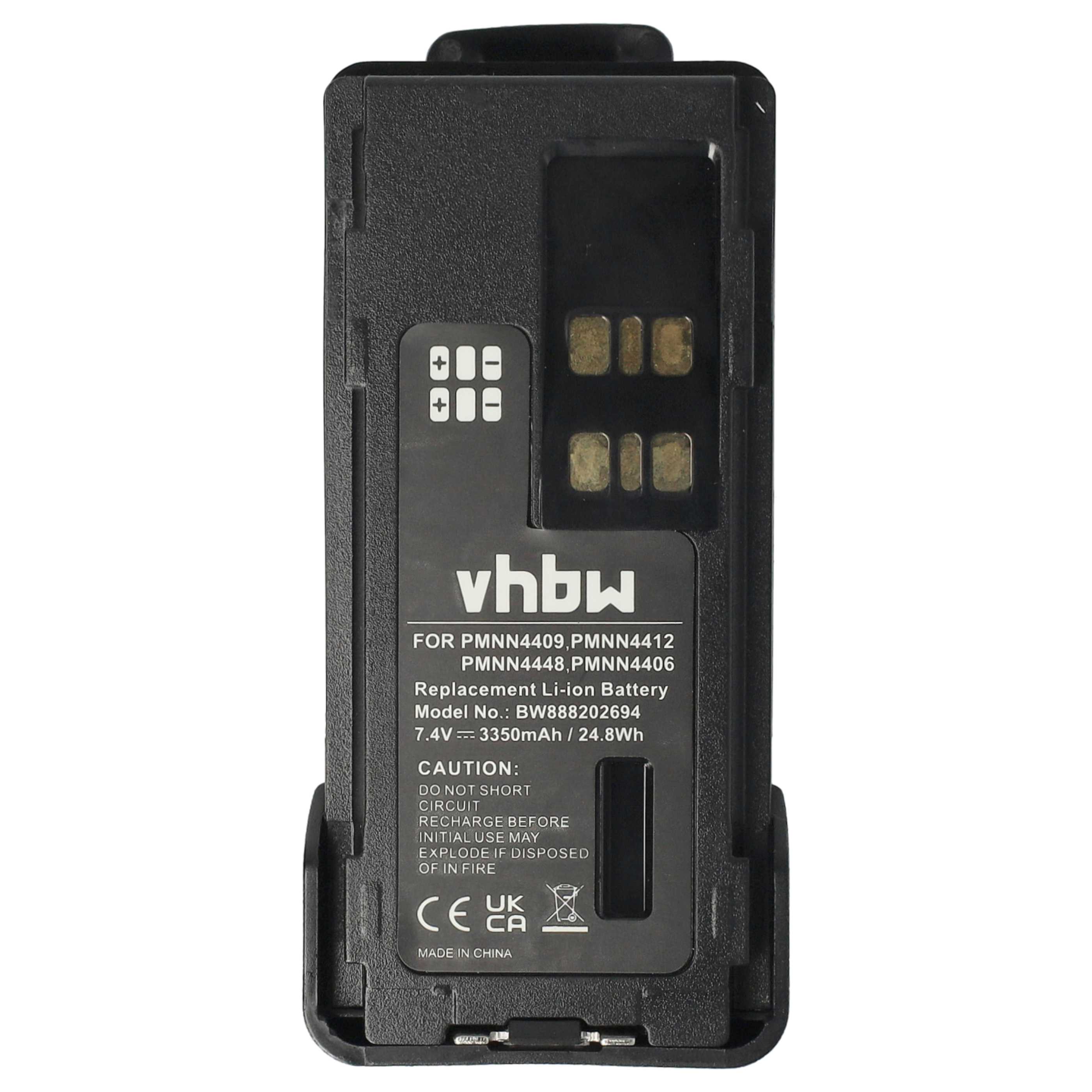 Radio 10x Battery replaces Motorola PMNN4409, PMNN4406BR, PMNN4406 - 3350 mAh 7.4 V Li-Ion + Belt Clip