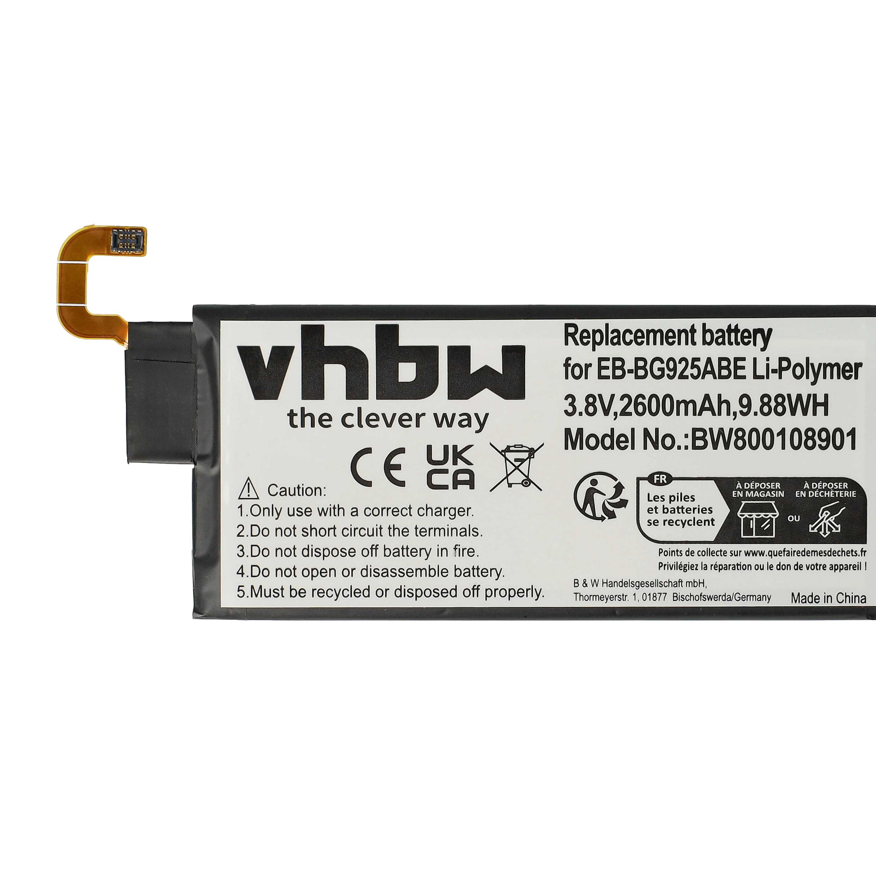 Akumulator do telefonu smartfona zamiennik Samsung EB-BG925ABE - 2600 mAh 3,8 V LiPo