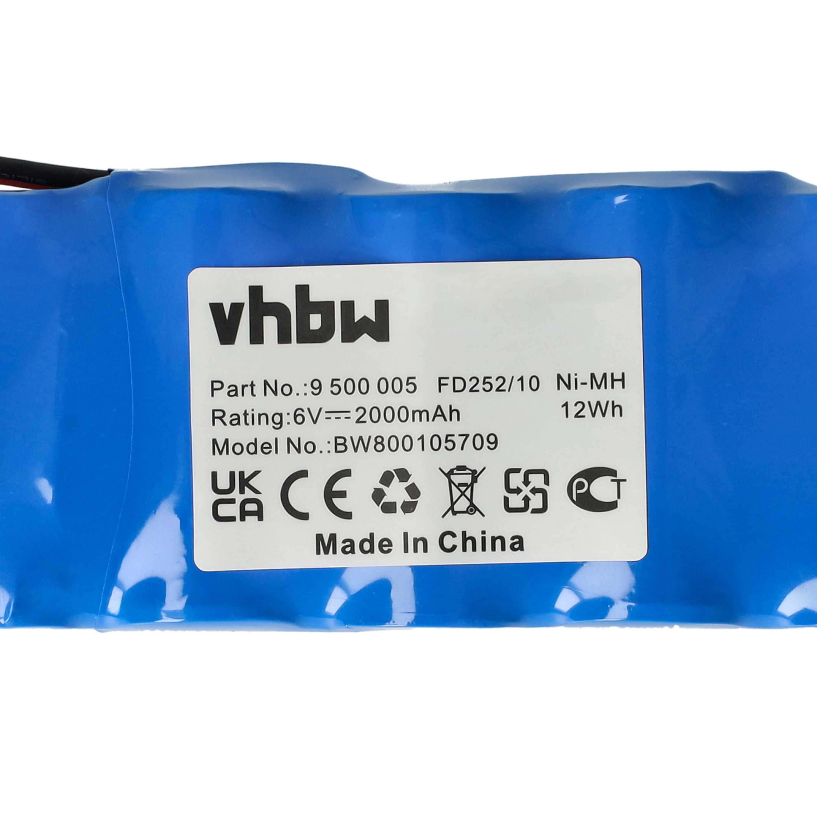 2x Batería reemplaza Bosch 8781105908, 710055, 8787335119 para diversos dispositivos (2000 mAh, 6 V, NiMH)
