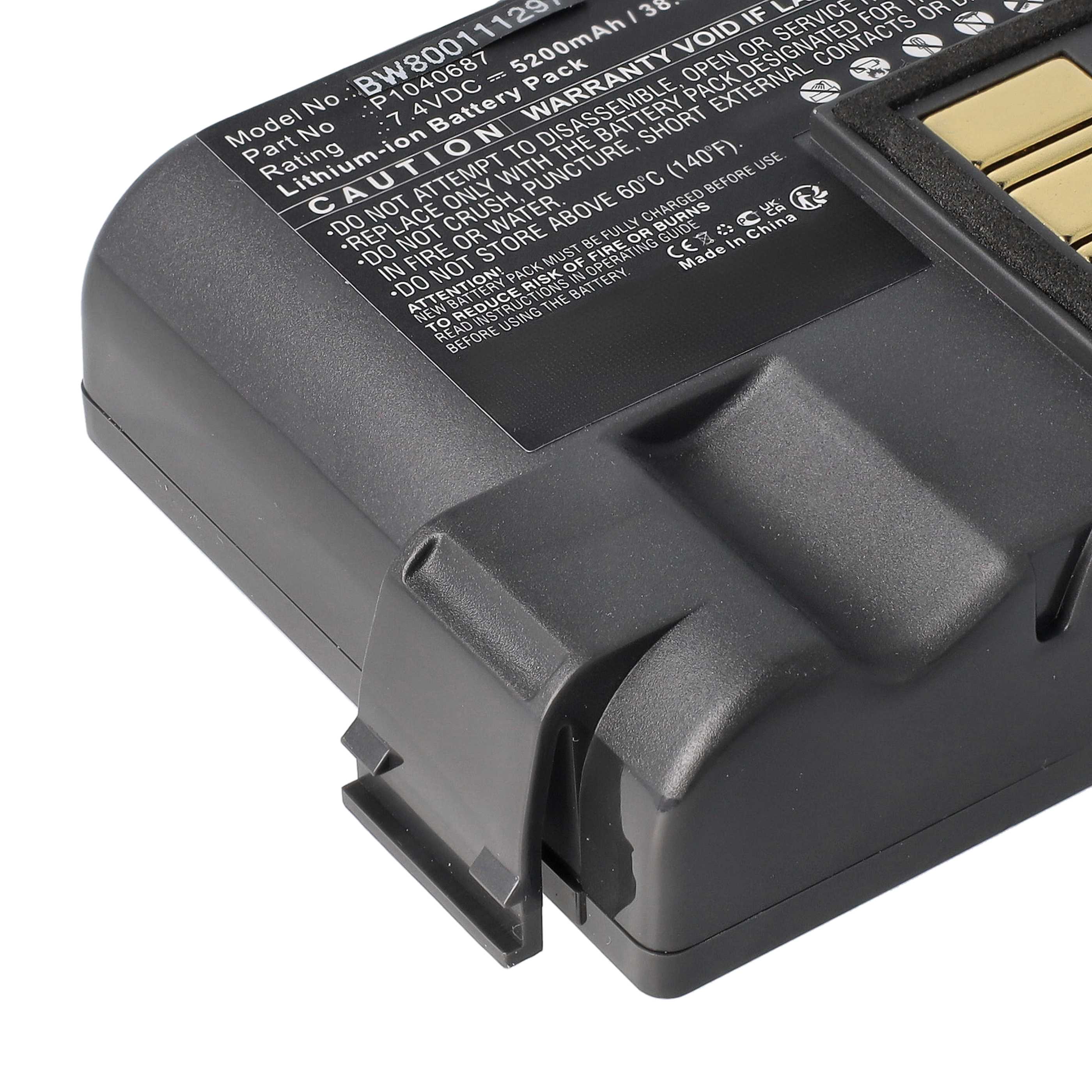 Printer 5x Battery replaces Zebra BTRY-MPP-68MA1-01, P1050667-016, P1040687 - 5200 mAh 7.4 V Li-Ion