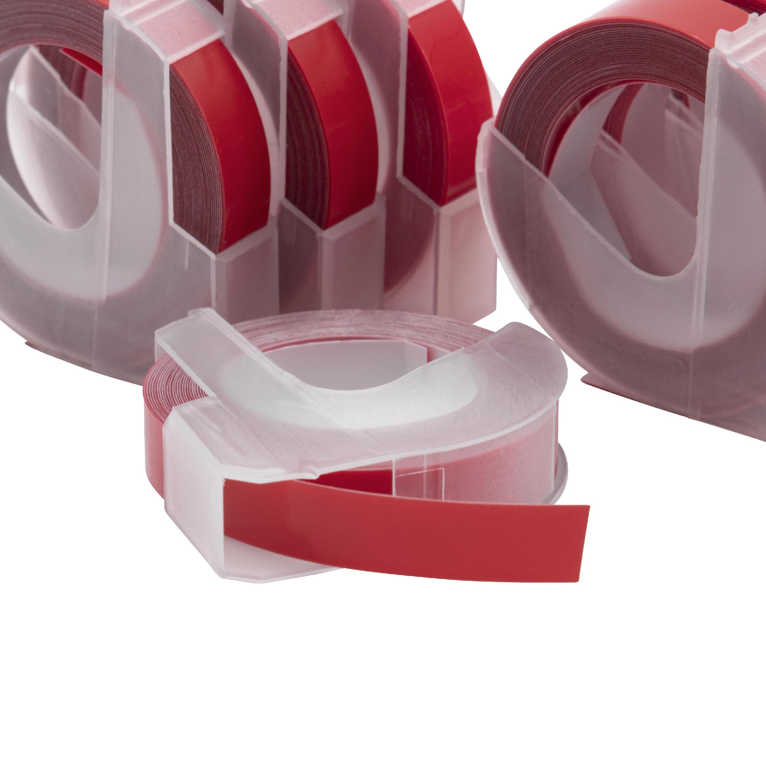 10x 3D Embossing Label Tape as Replacement for Dymo 0898150, 520102, S0898150 - 9 mm White to Red