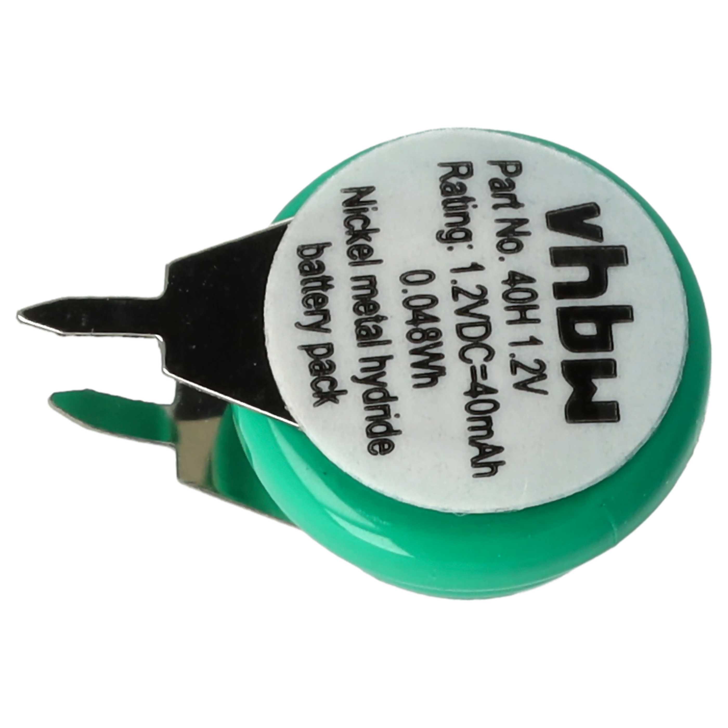 100x Button Cell Battery Type 1/V40H 2 Pins for Model Building Solar Lamps etc. - 40 mAh 1.2 V NiMH
