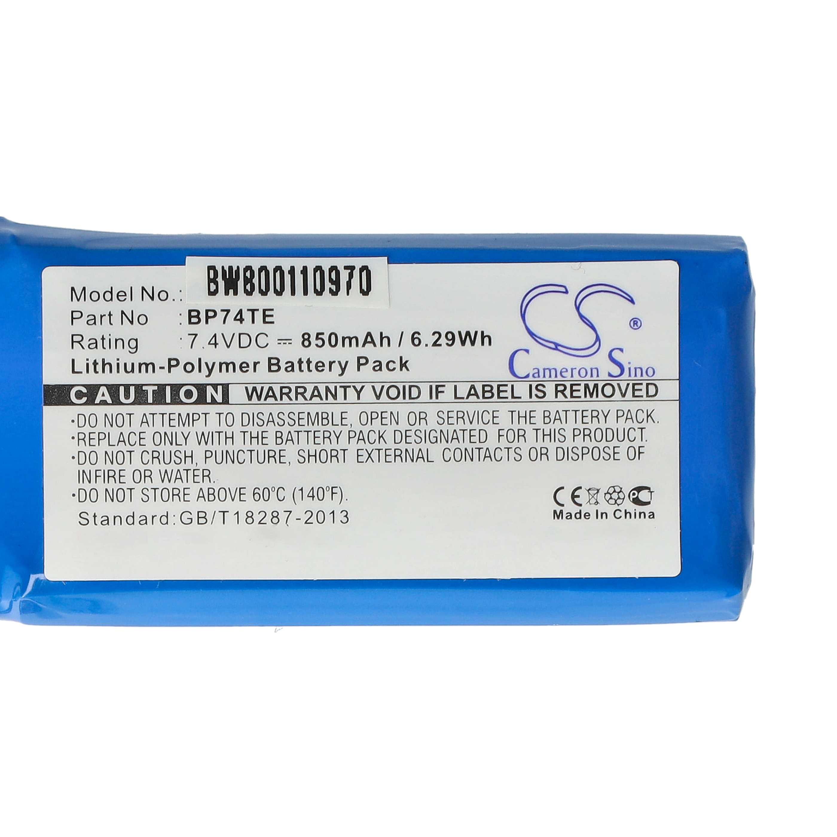 Dog Trainer Battery Replacement for Dogtra 2PR-672548N, BP74TE, BP74TE3P, 892086 - 850 mAh 7.4 V Li-polymer