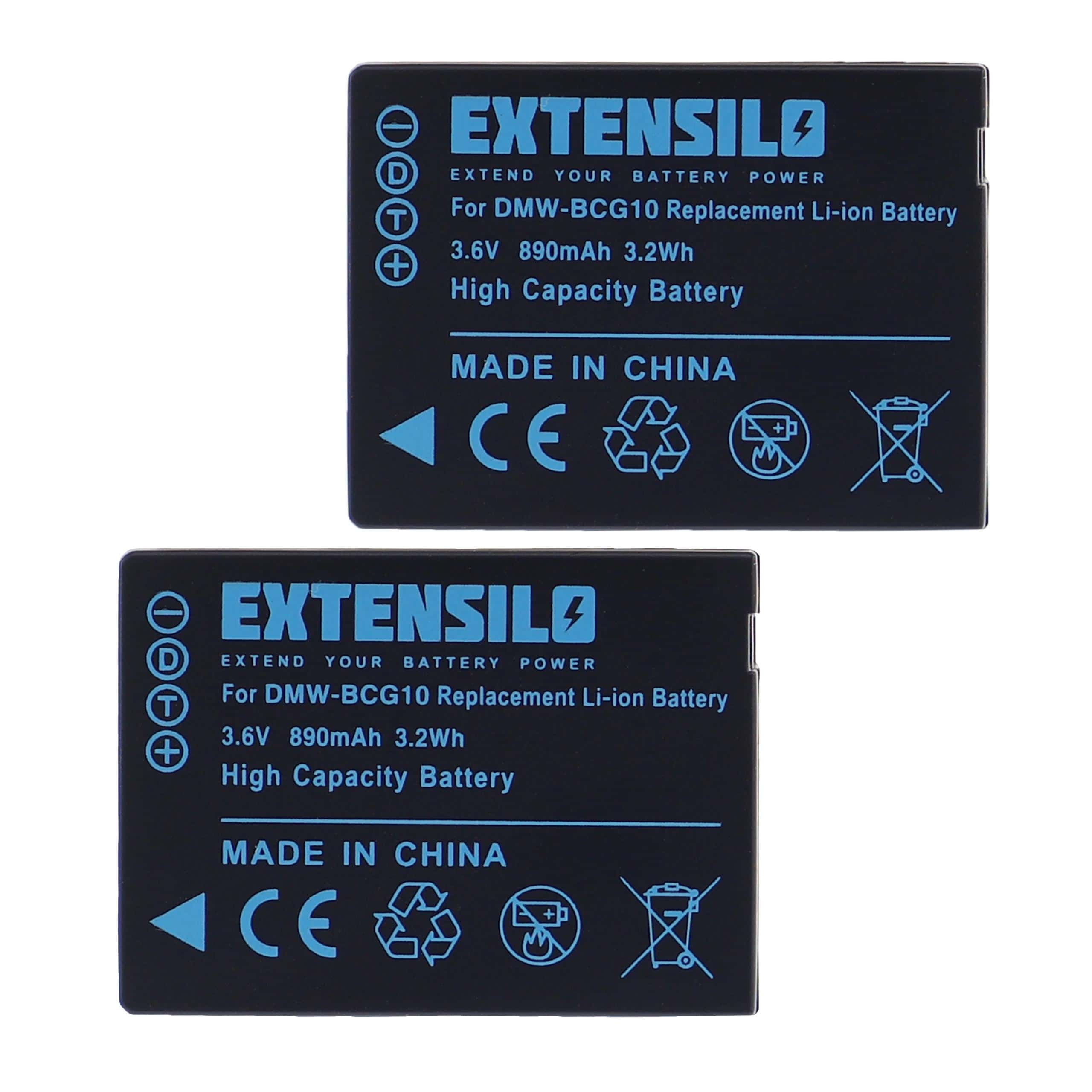 2x Battery replaces Leica BP-DC7, BP-DC7E - 890mAh, 3.6V, Li-Ion