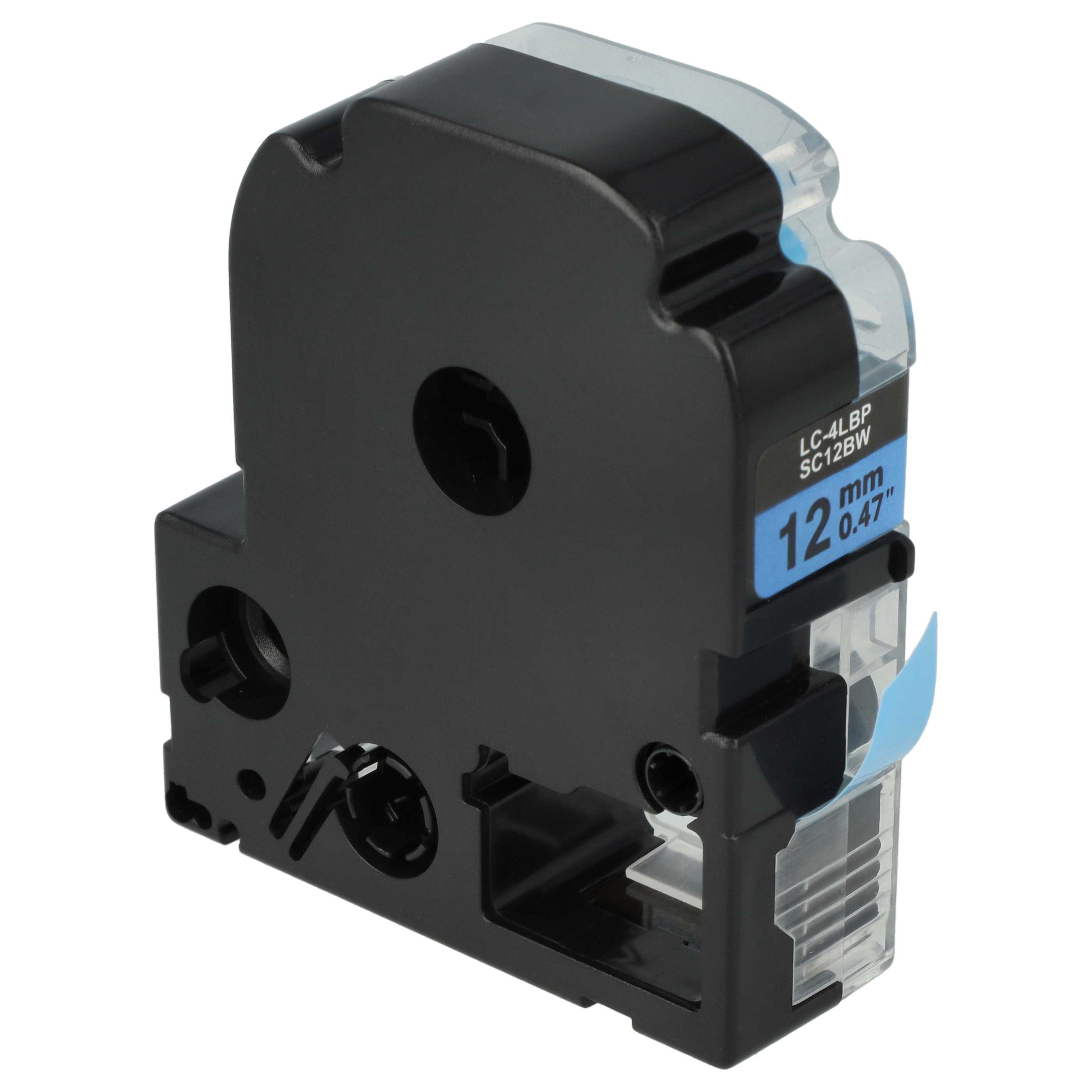 Label Tape replaces Epson LC-4LBP - 12 mm Black to Blue