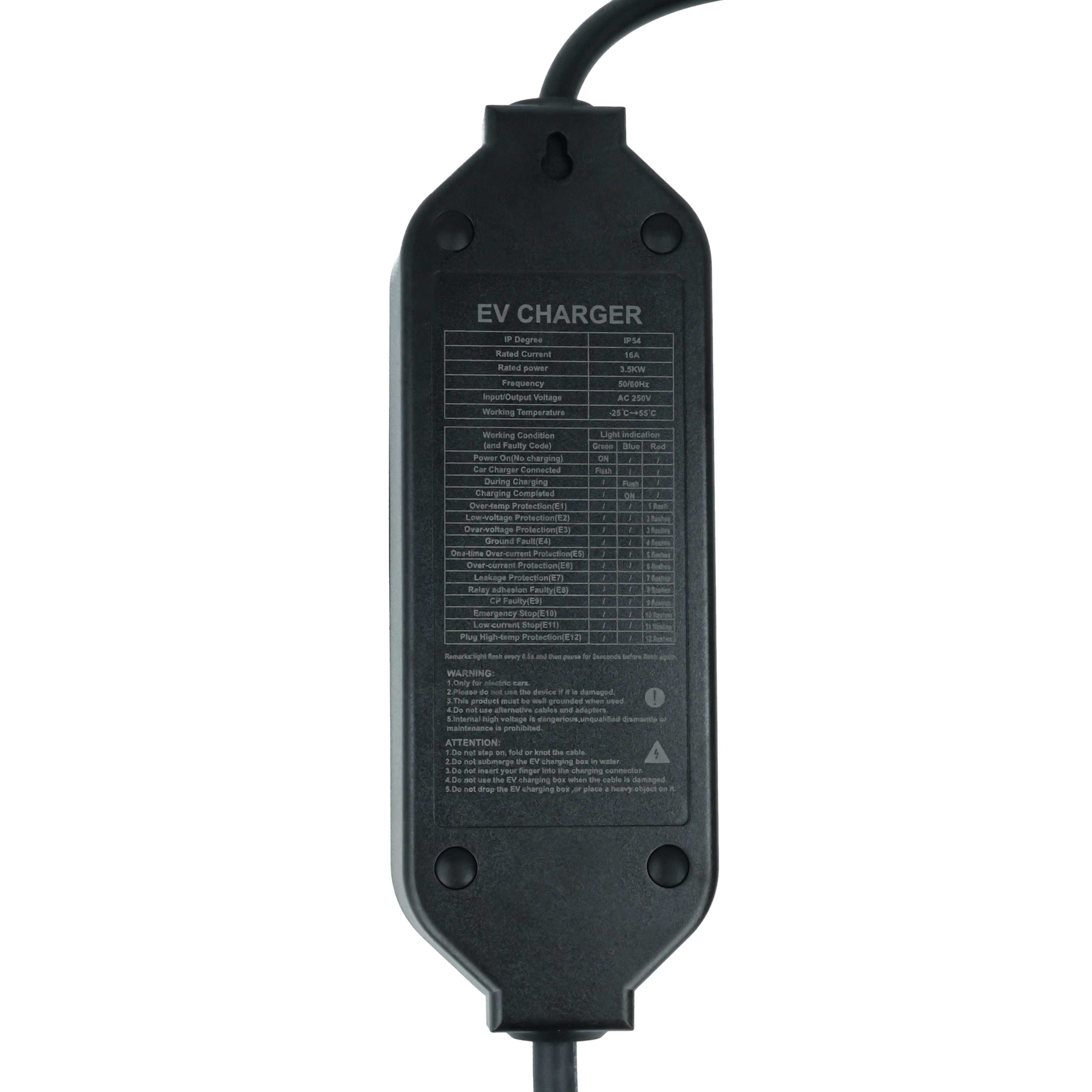 Charging Cable - Type 2 to Euro Socket Cable, Single-Phase, 16 A, 3.5 kW, 7 m