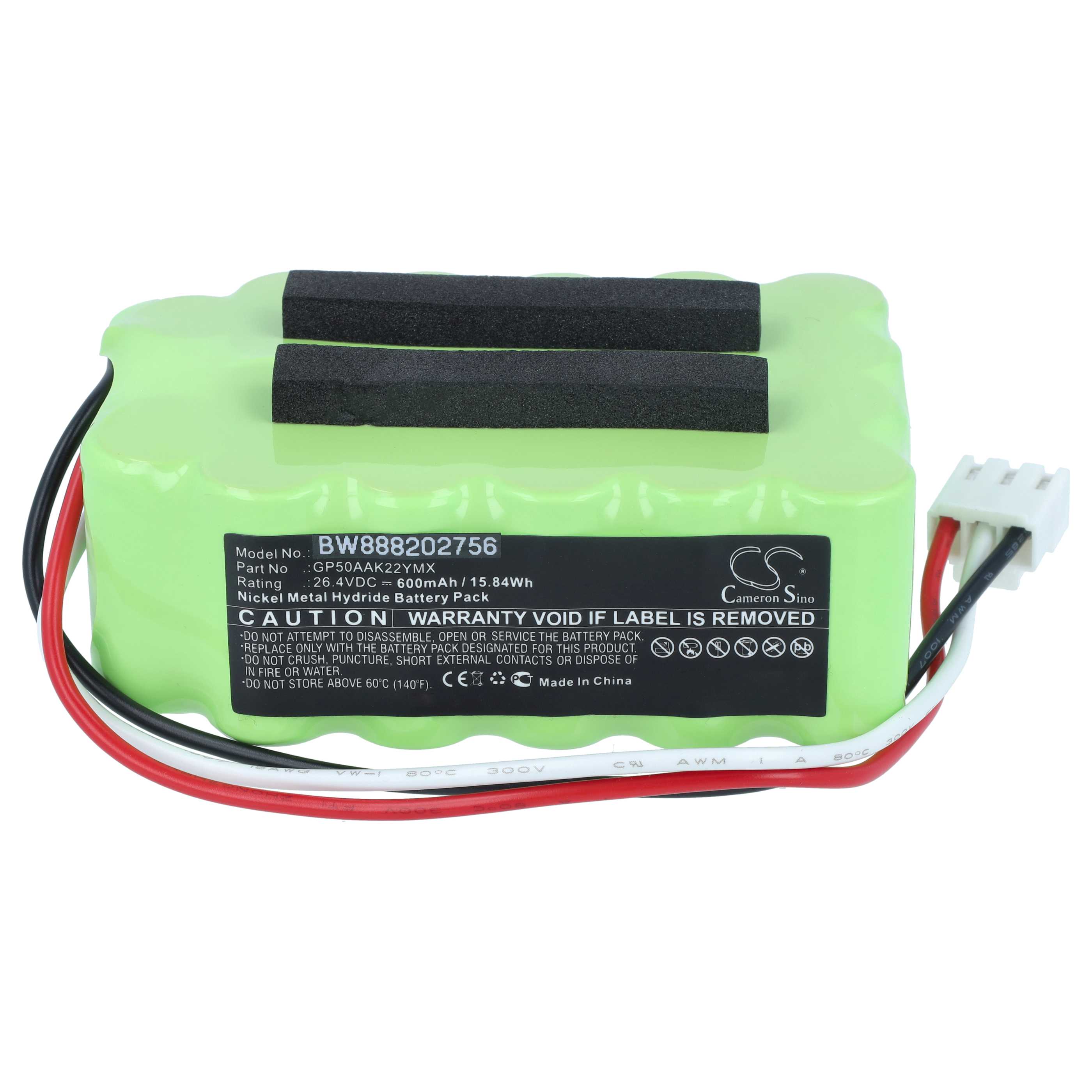 Sliding Gate Operator Battery replaces Manusa GP50AAK22YMX - 600 mAh 26.4 V NiMH