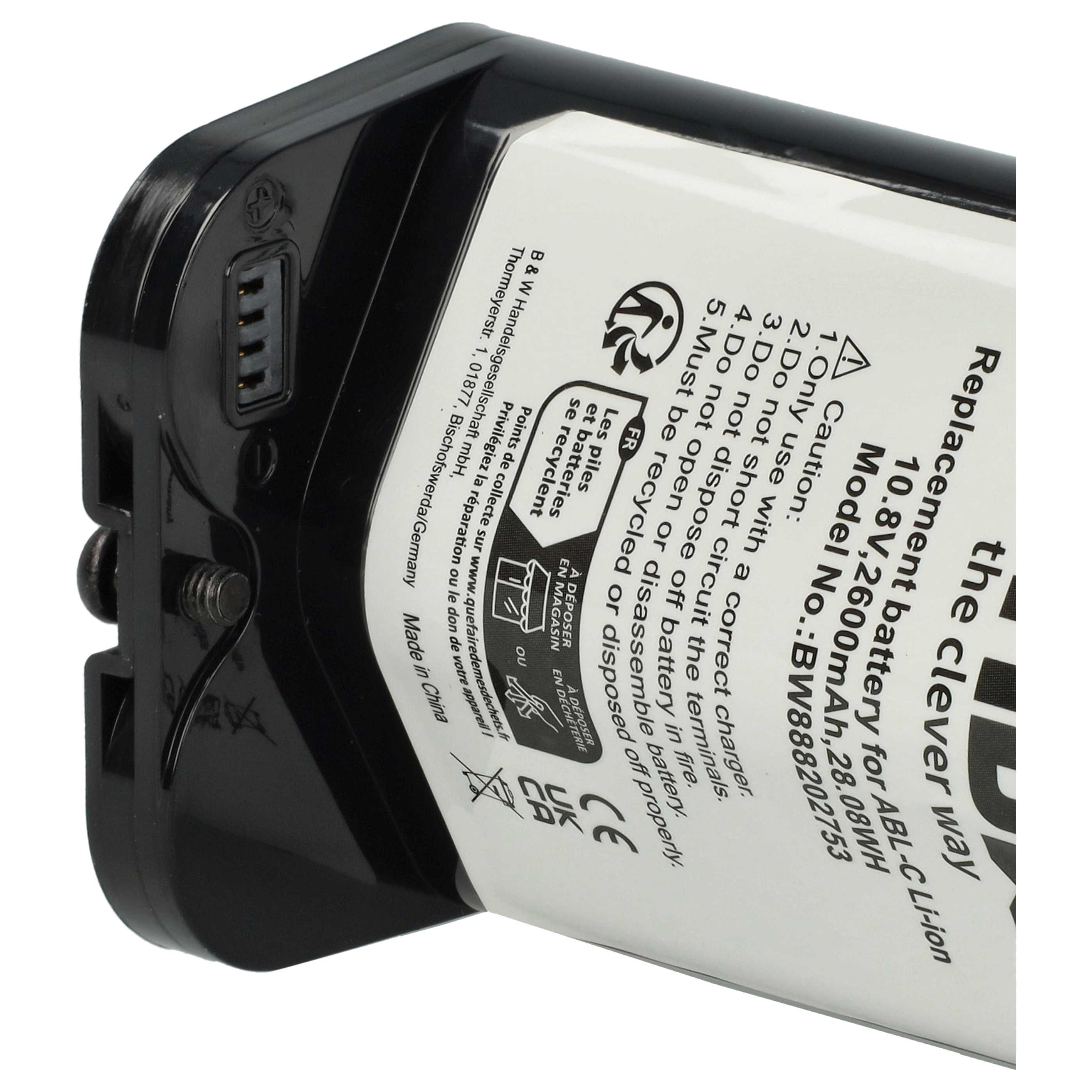 Battery replaces iRobot ABL-C, M611020 for iRobot 2600mAh, 10.8V, Li-Ion