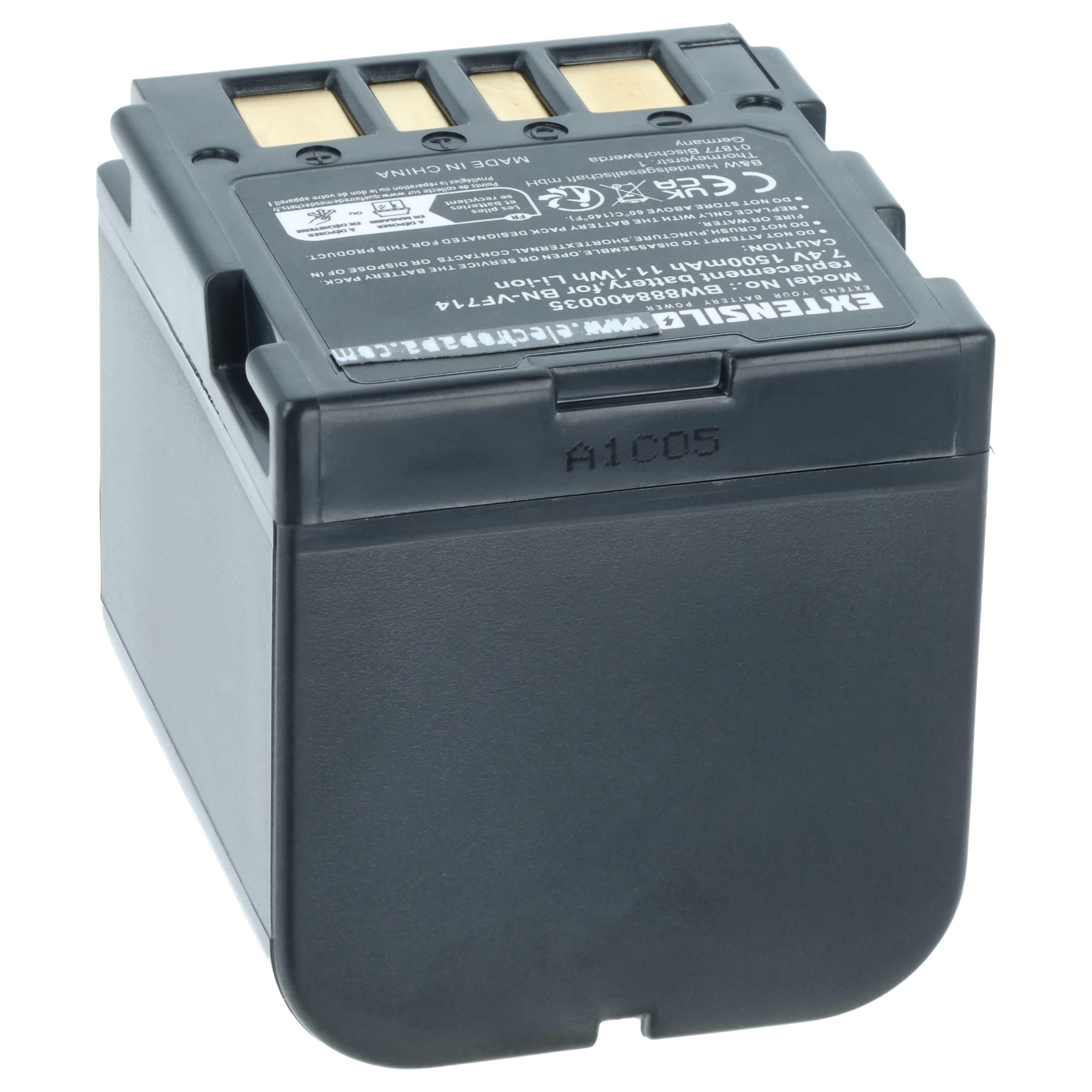 Batteria sostituisce JVC BN-VF707, BN-VF707U, BN-VF714, BN-VF714U per fotocamera - 1500mAh 7,4V Li-Ion