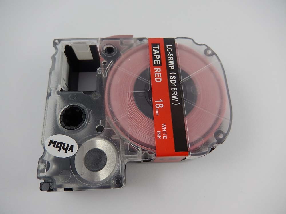Label Tape replaces Epson LC-5RWP - 18 mm White to Red