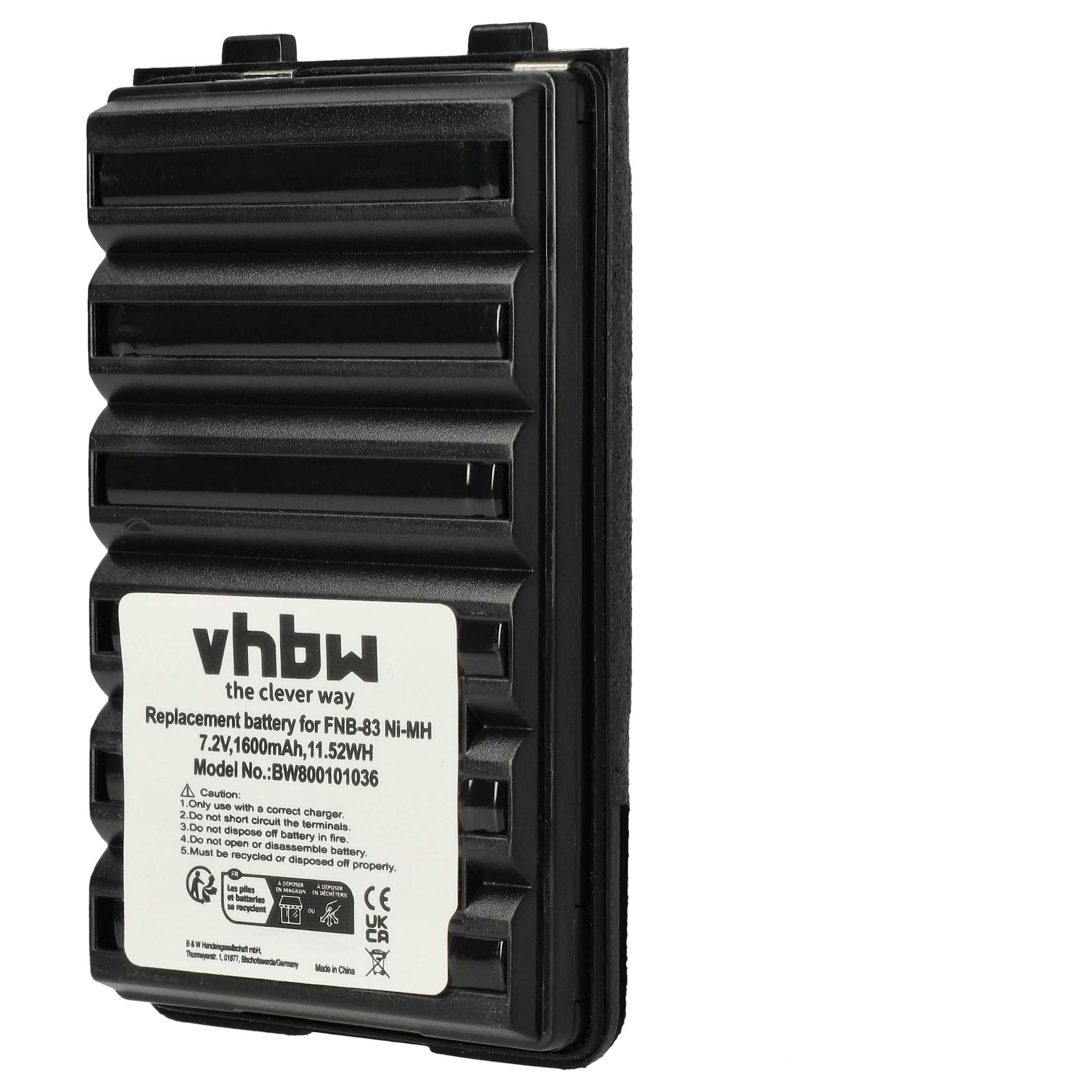 Radio Battery replaces Yaesu Vertex FNB-64H, FNB-57, FNB-64, FNB-83, AAJ66X001, FNB-83H - 1600 mAh 7.2 V NiMH