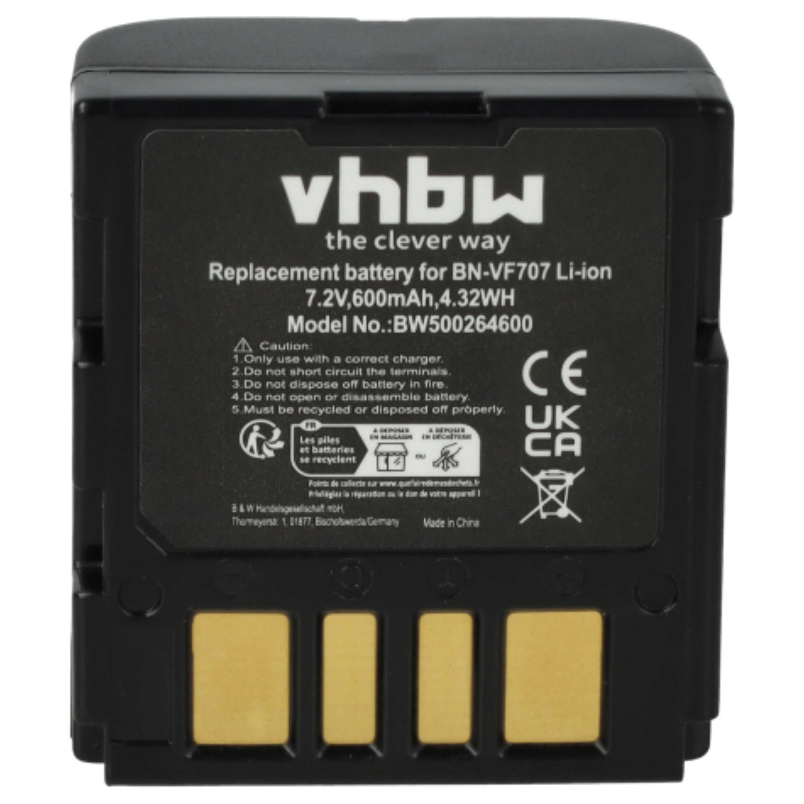 Videocamera 3x Battery replaces JVC BN-VF714, BN-VF707, BN-VF707U, BN-VF733, BN-VF714U - 600 mAh 7.2 V Li-Ion