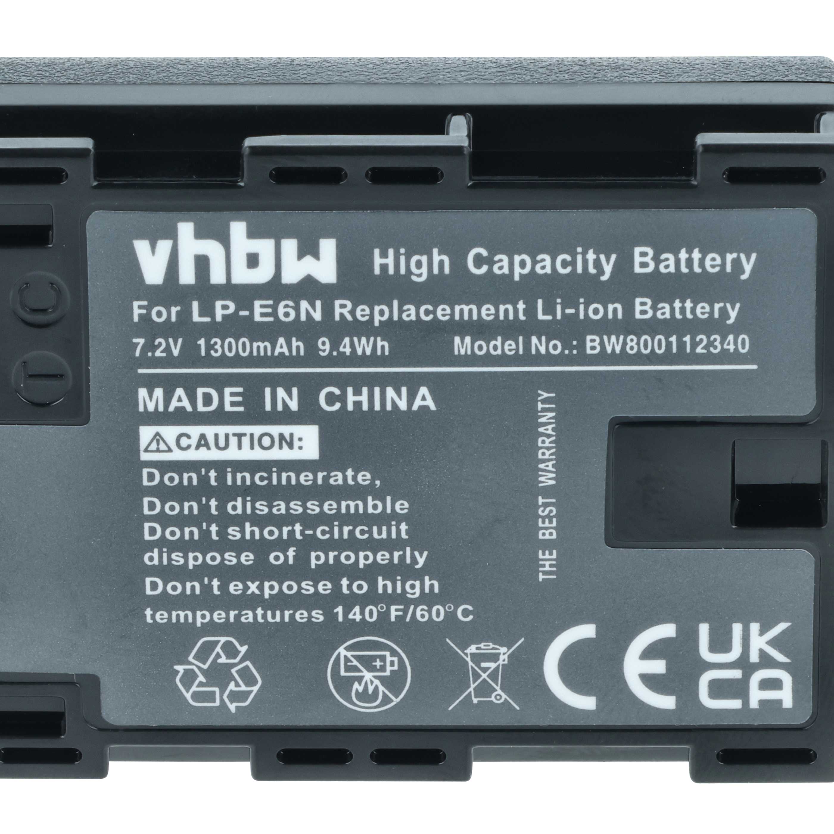 3x Battery replaces Canon LP-E6N - 1300mAh, 7.2V, Li-Ion with Info Chip