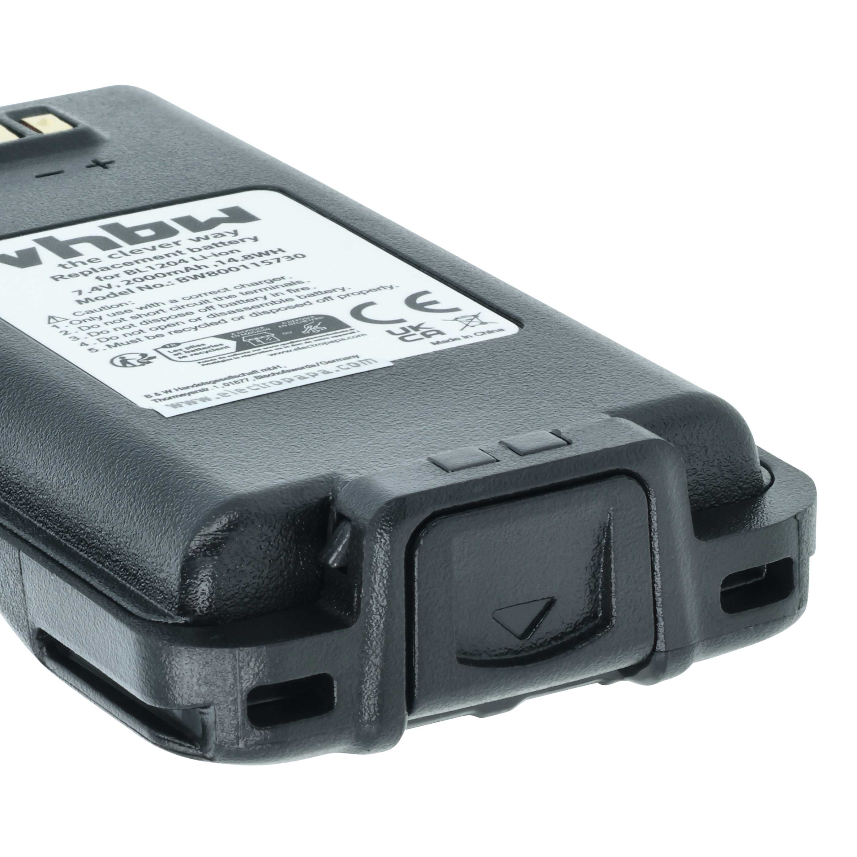 Radio 5x Battery replaces Hyt / Hytera BL2001, BL1204 - 2000 mAh 7.4 V Li-Ion