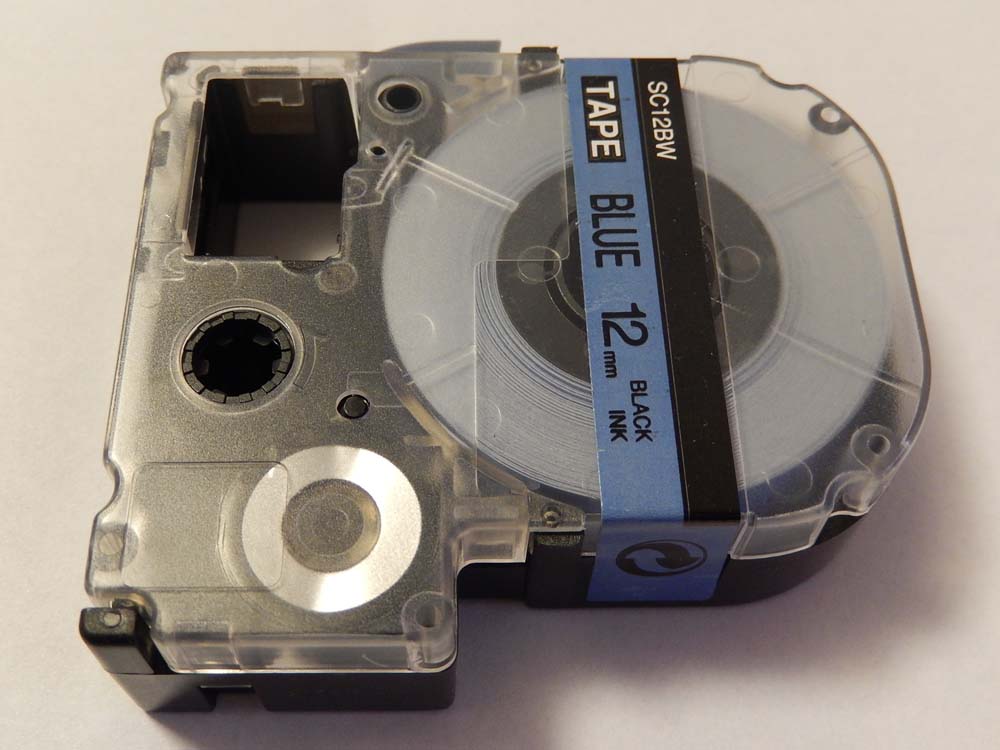 Schriftband als Ersatz für Epson LC-4LBP - 12mm Schwarz auf Blau
