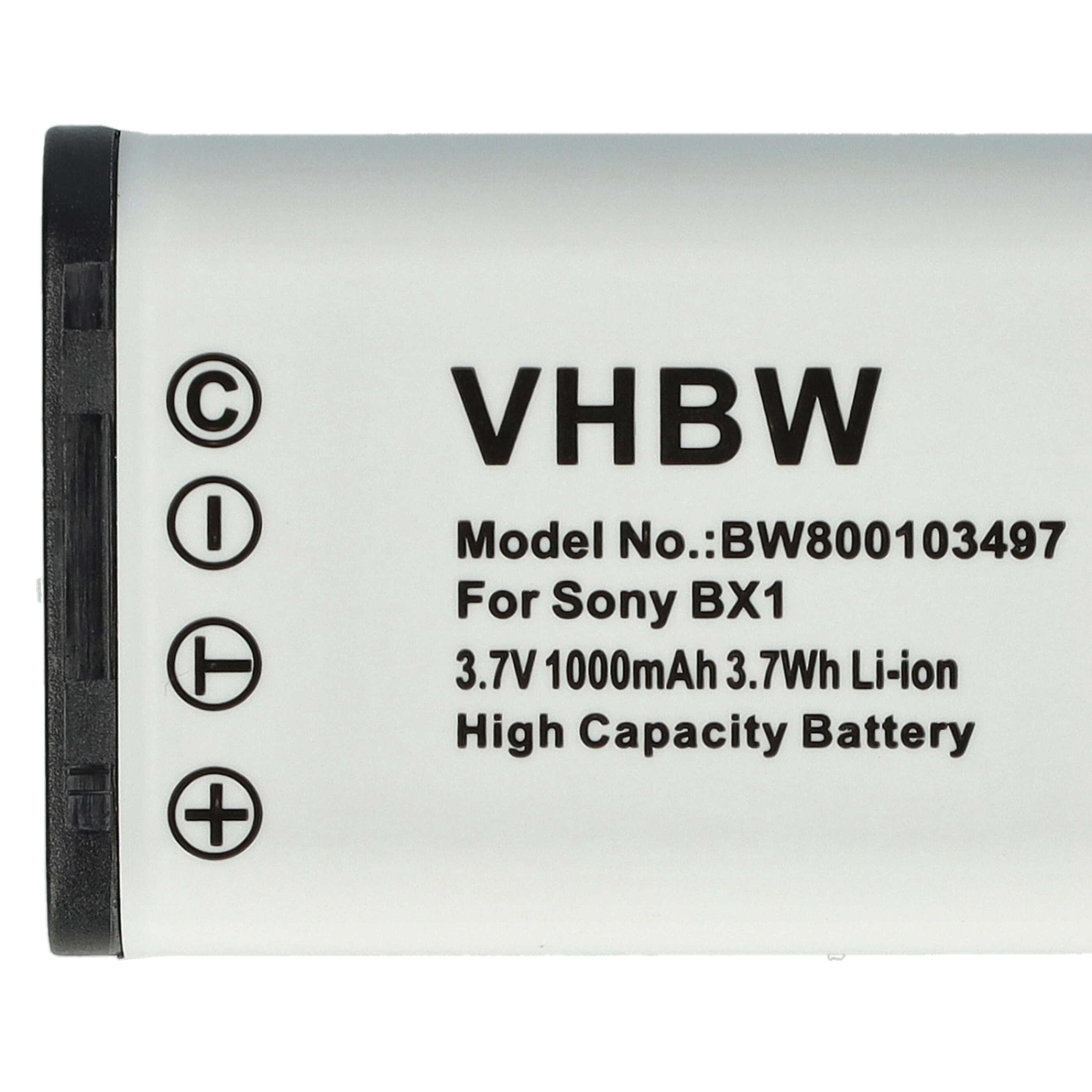 2x Battery replaces Sony NP-BX1 - 1000mAh, 3.6V, Li-Ion