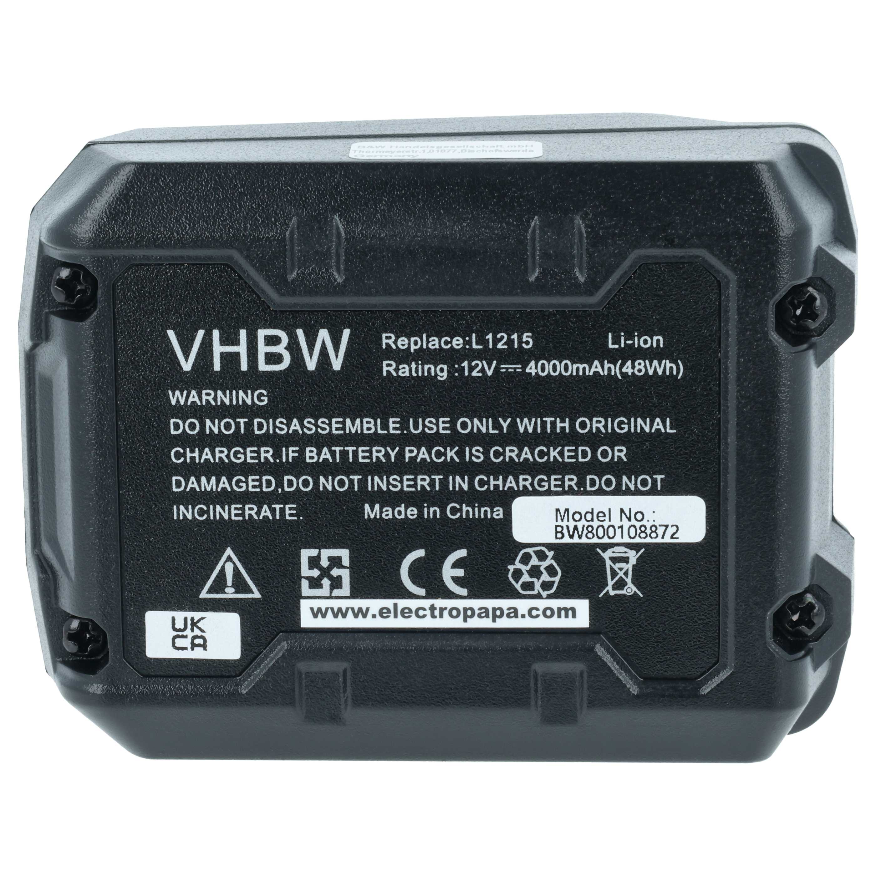 Batterie remplace AEG 3526, 3520, 4932352824, 954932, 584932, 4932 outil électrique Ridgid - 4Ah 12V Li-ion