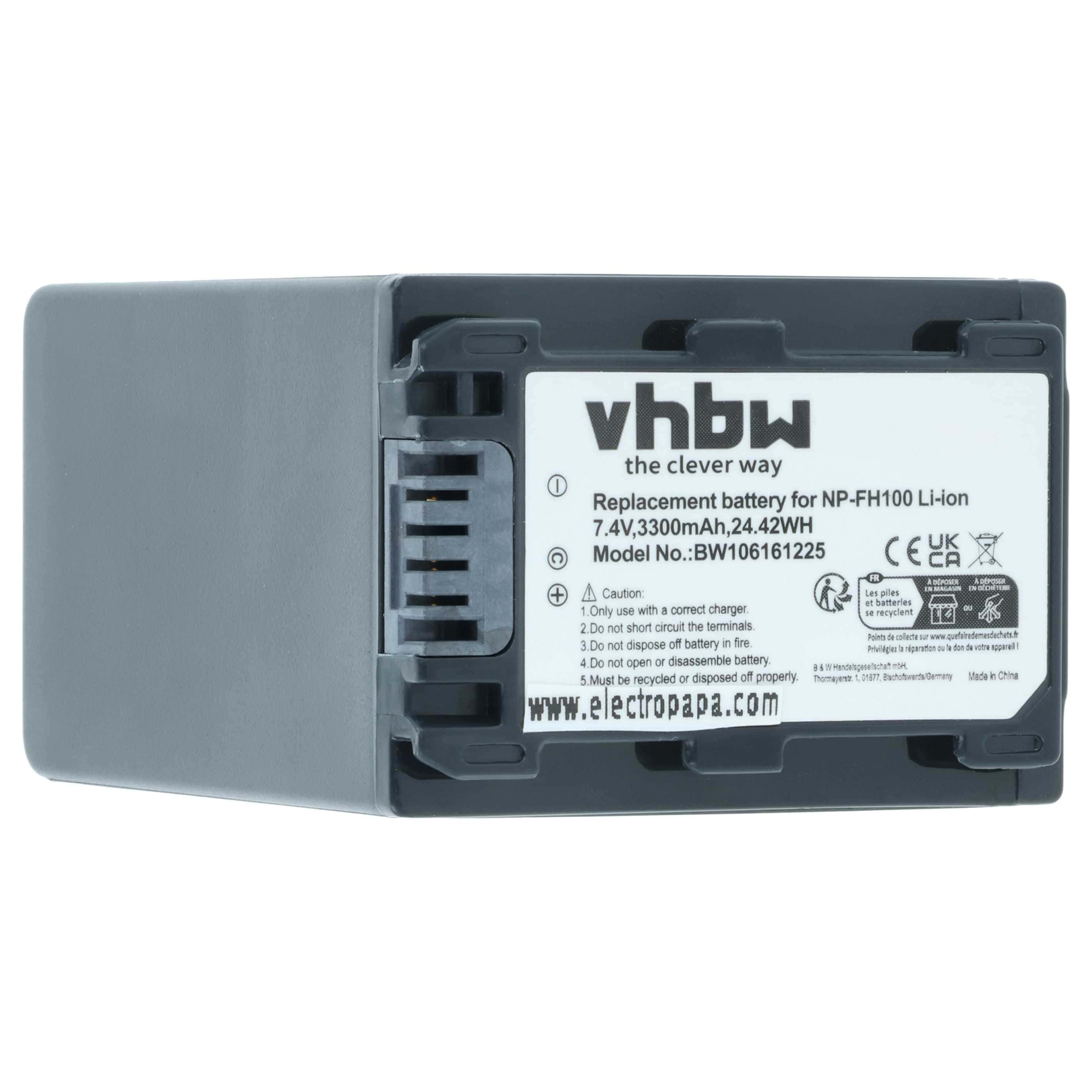 Videocamera 2x Battery replaces Sony NP-FH50, NP-FH100, NP-FH70, NP-FH40 - 3300 mAh 7.4 V Li-Ion