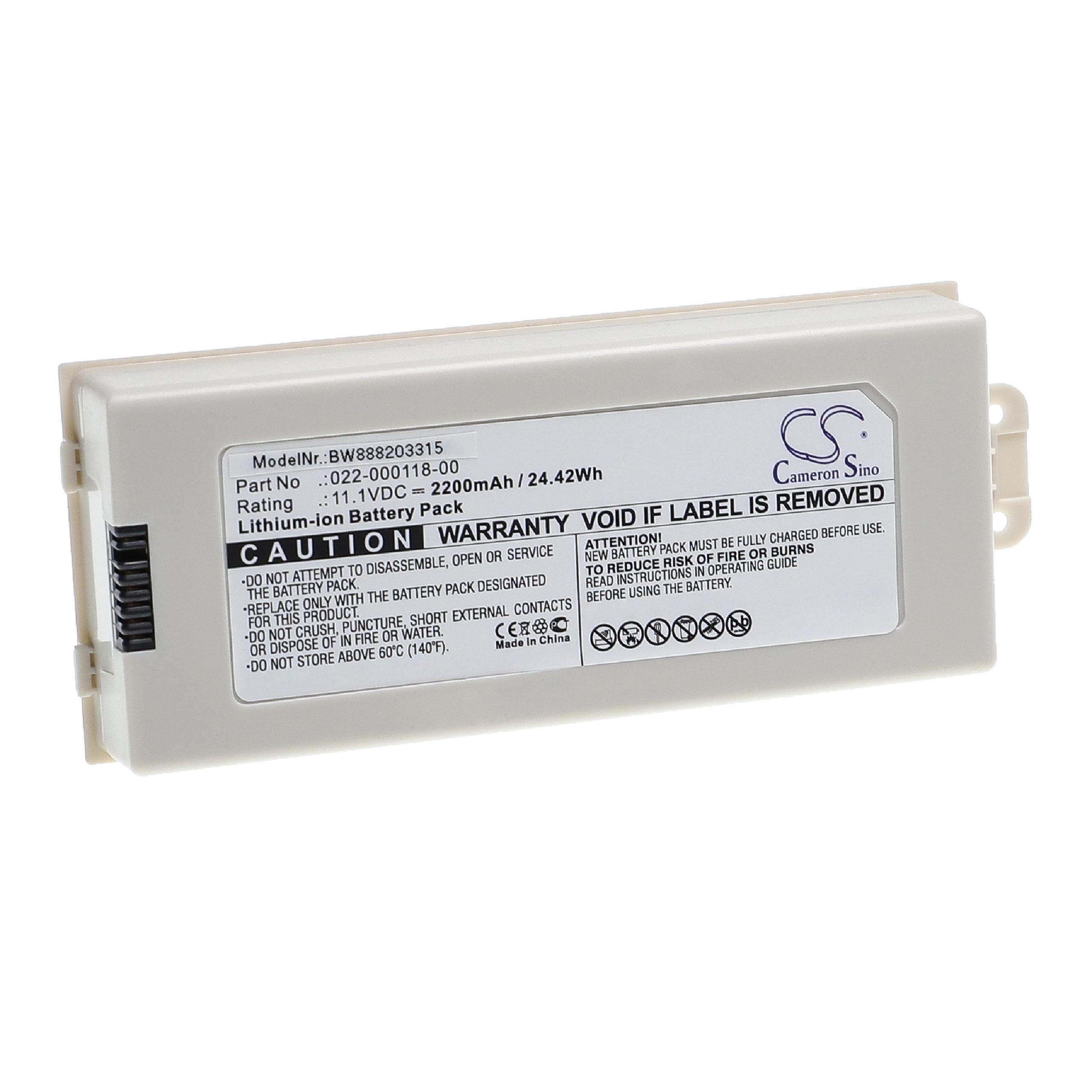 Batería reemplaza Comen 022-000118-00, 022-000108-00 para tecnología médica - 2200 mAh, 11,1 V