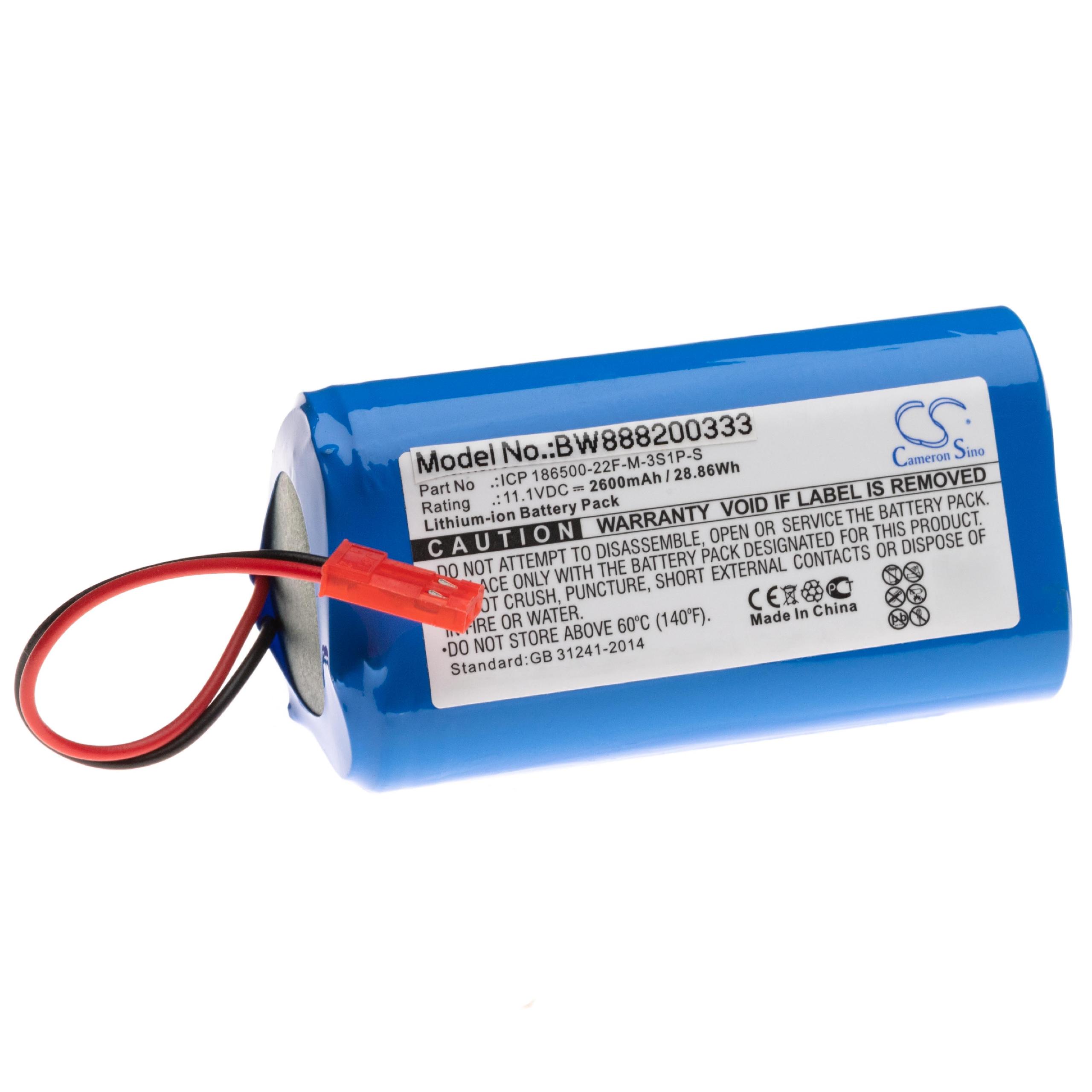 Batterie remplace Electropan ICP 186500-22F-M-3S1P-S pour robot aspirateur - 2600mAh 11,1V Li-ion