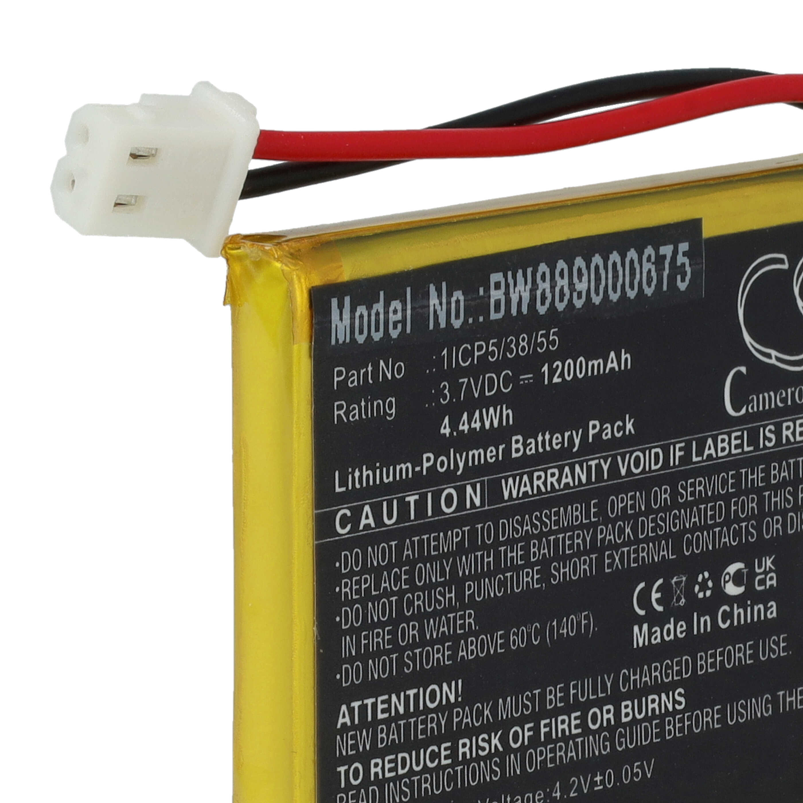Batteria sostituisce NUK 1ICP5/38/55 per babyphone NUK - 1200mAh 3,7V Li-Poly