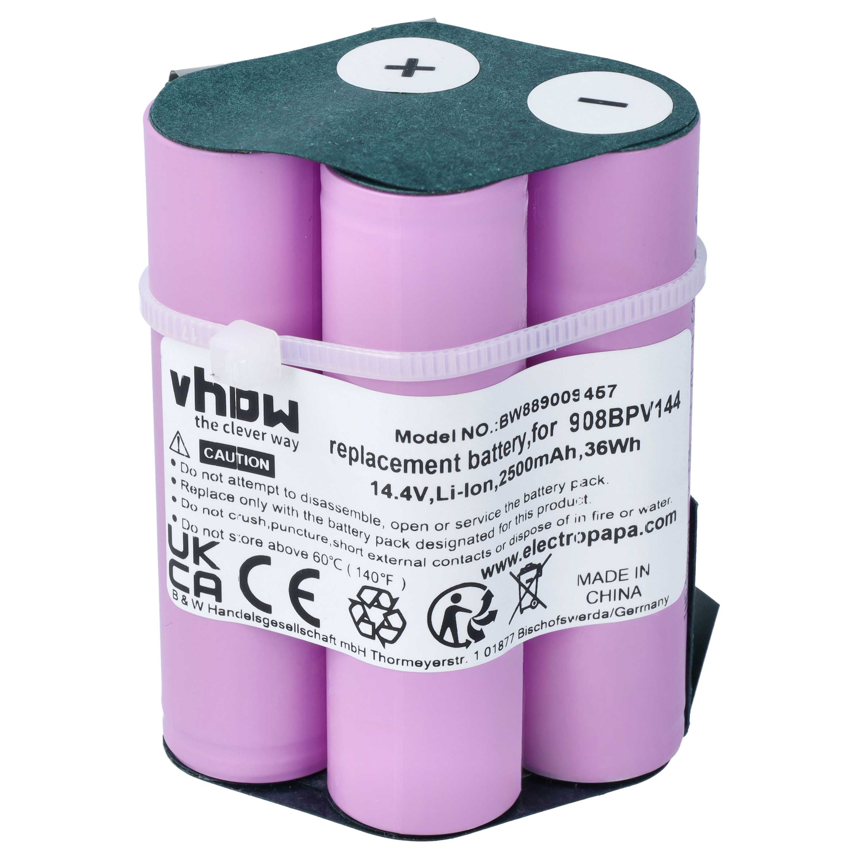 Akku als Ersatz für Bosch 908BPV144 für Bosch Staubsauger - 2500mAh 14,4V Li-Ion