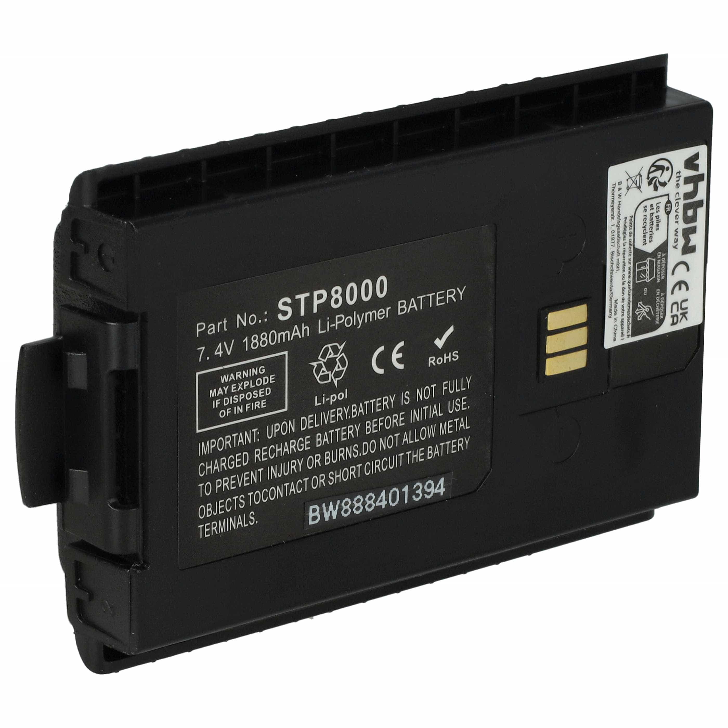 Radio Battery replaces Sepura 300-01174, 300-00635, 300-00631, 300-00634 - 1880 mAh 7.4 V Li-polymer